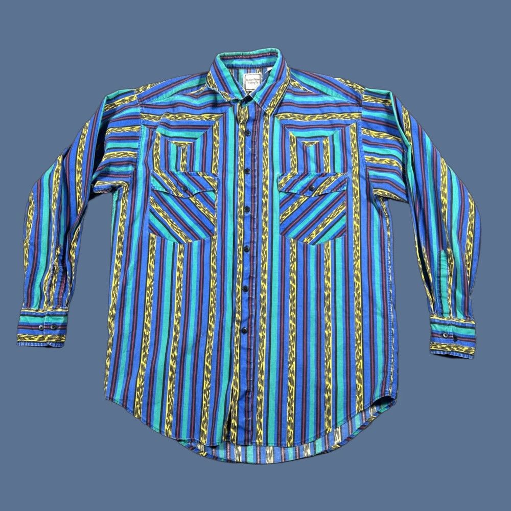 CO Western Plains Trading Co Aztec Brushpopper Shirt Mens Button Up Long Sleeve M Multicolor Cotton Geometric Western All Seasons Pockets Mens Size US M / EU 48-50 / 2 - 1 Thumbnail