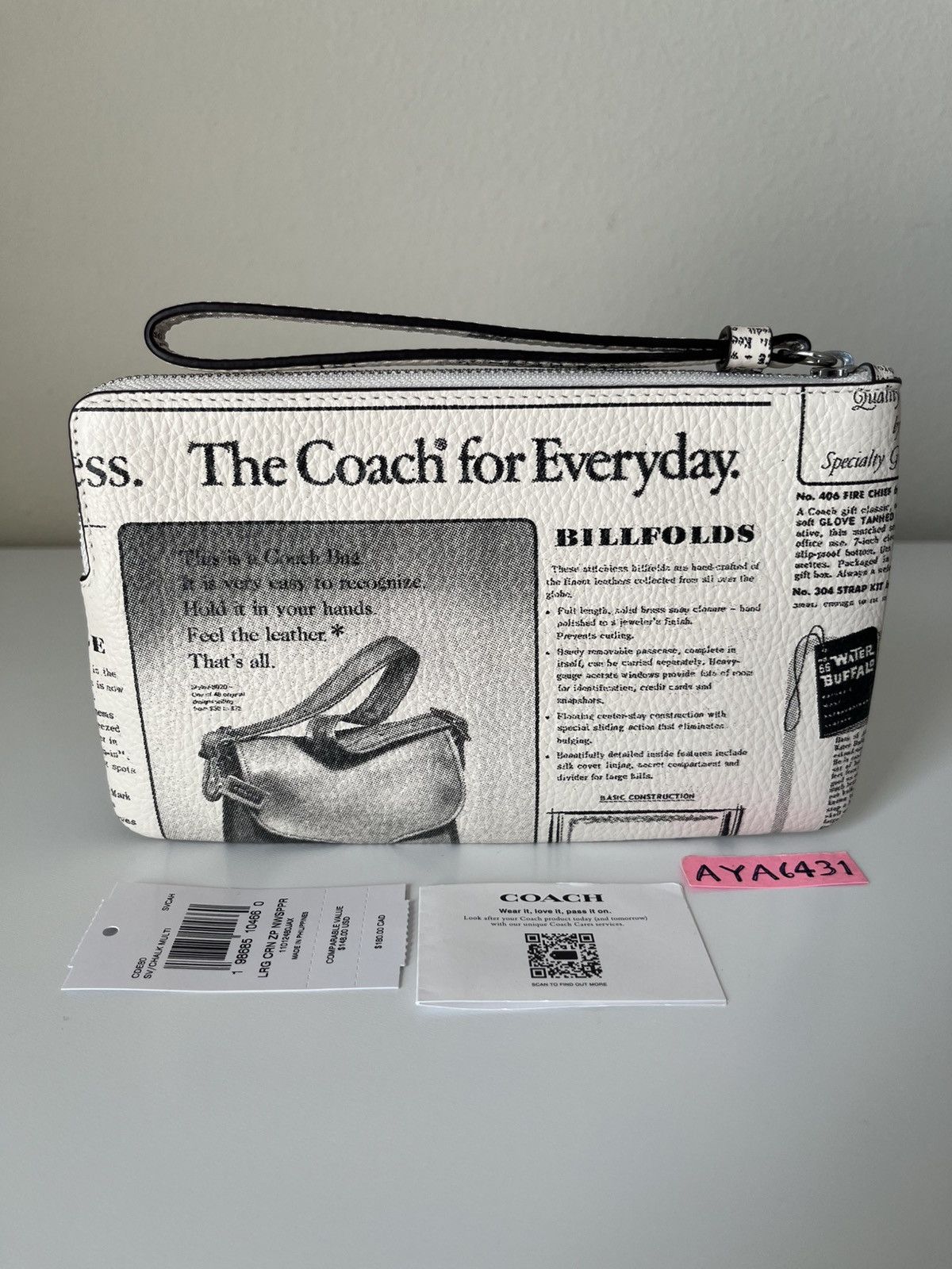 Coach Coach Large Corner Zip Wristlet With Newspaper Print Size ONE SIZE - 2 Thumbnail