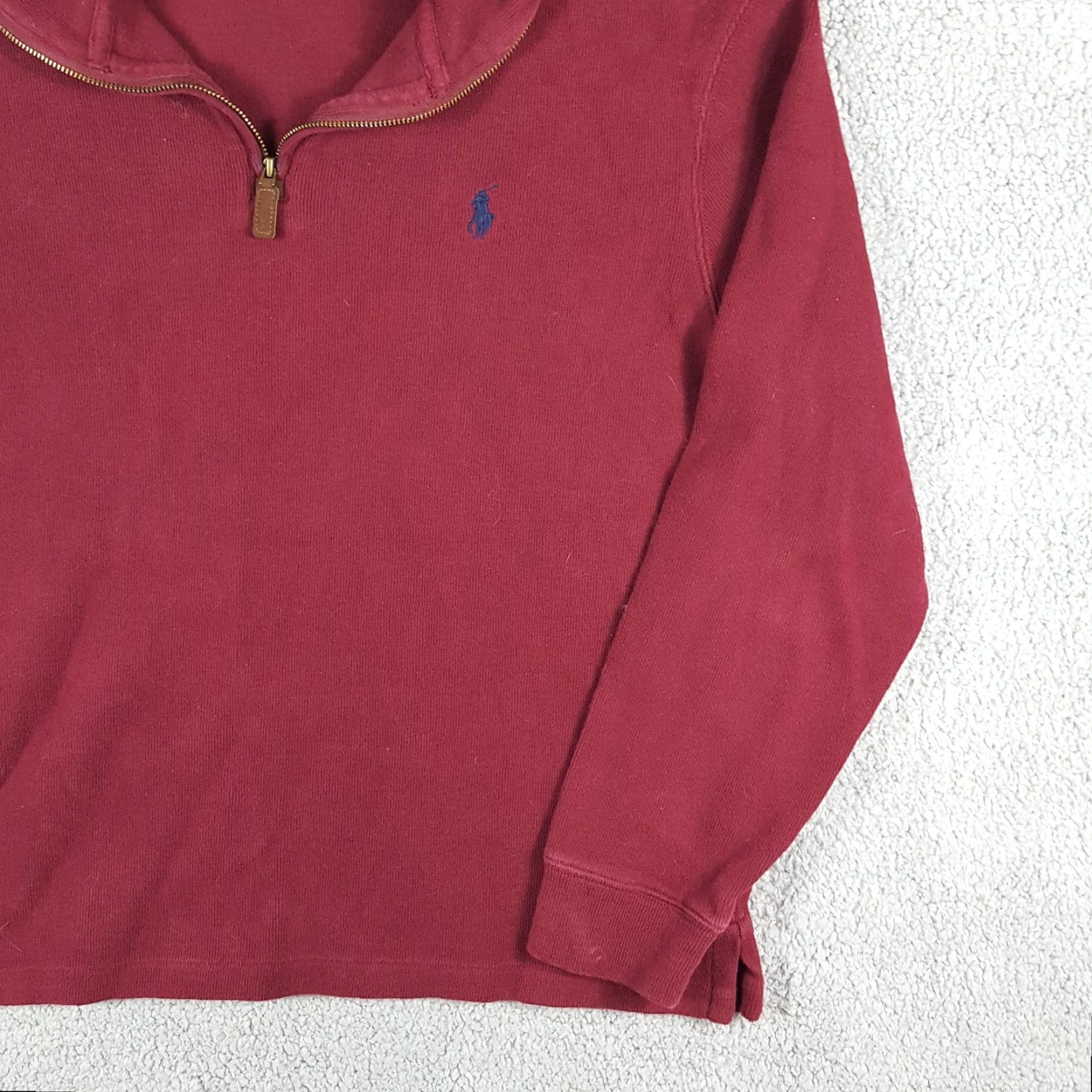 Ralph Lauren Vintage Ralph Lauren Polo Men's Large Knit Sweater 1/4 Zip Pullover Fall Winter Preppy Red Size US L / EU 52-54 / 3 - 3 Thumbnail