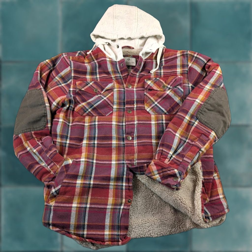 Vintage Legendary Whitetails Sherpa Lined Hooded Flannel Shacket Red Men L Shirt Size US L / EU 52-54 / 3 - 1 Thumbnail
