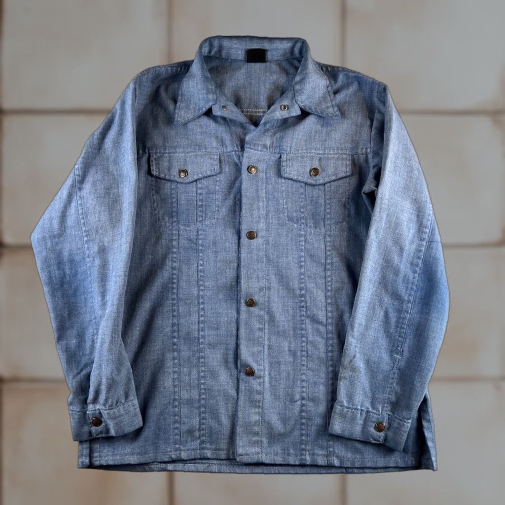 Sears VINTAGE Sears Western Wear Rugged Denim Shirt Mens XL Blue Snap Button Cowboy Rodeo Size US XL / EU 56 / 4 - 1 Thumbnail