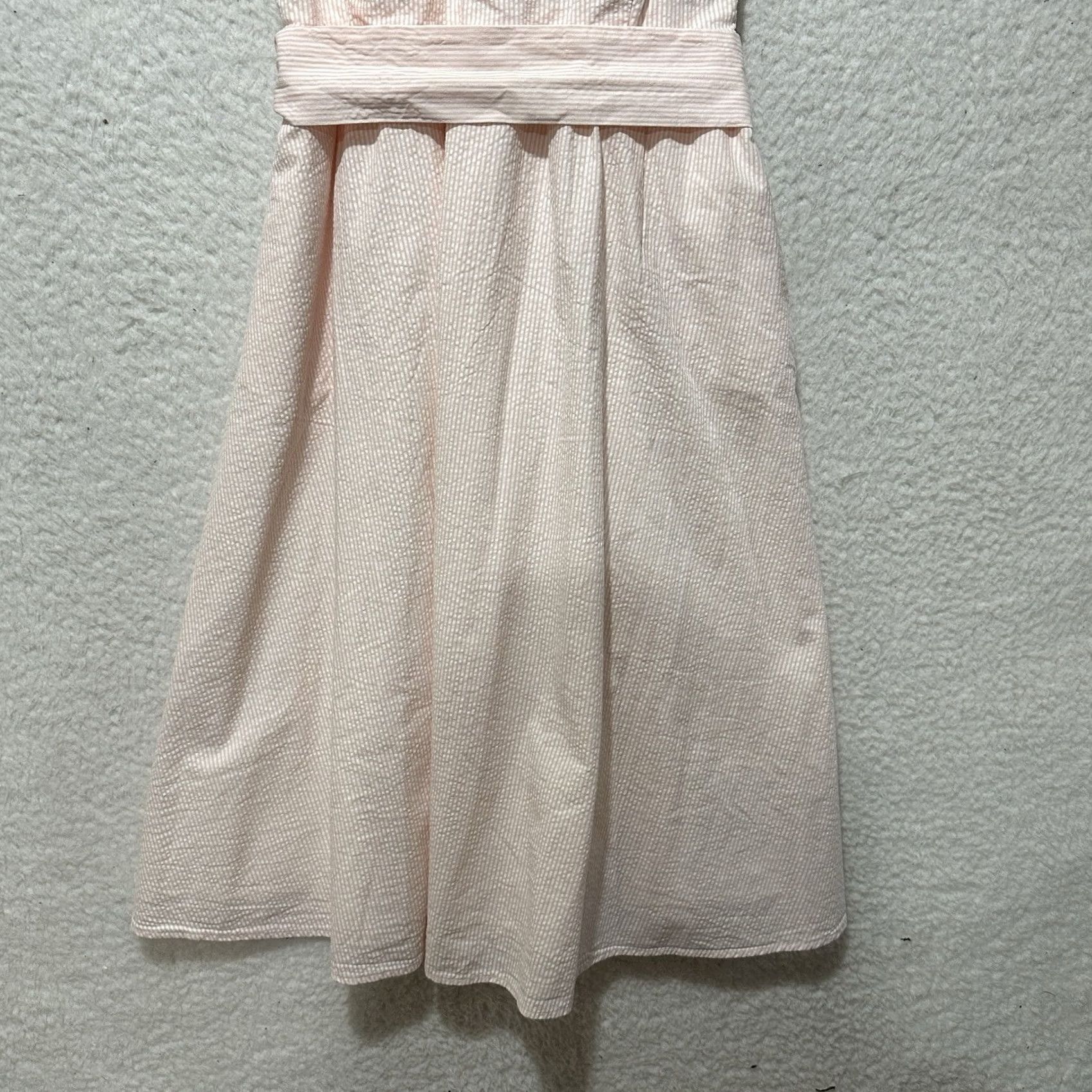 Vintage Hope & Henry Organic Cotton Seersucker Belted Dress Womens Sleeveless Pockets 14 Size XL / US 12-14 / IT 48-50 - 5 Thumbnail