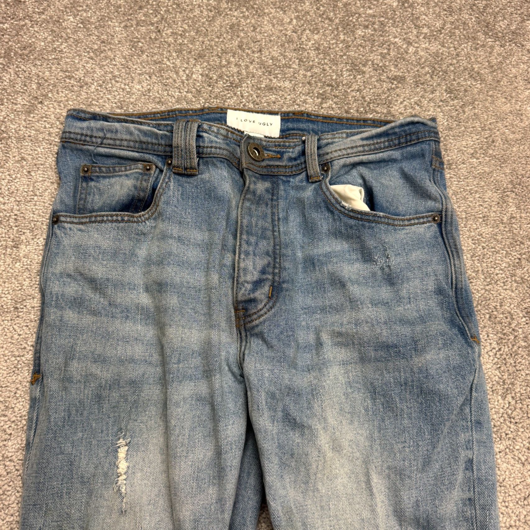 I Love Ugly I Love Ugly Jeans Pant Regular Rise Fixed Waist Tapered Slim Denim Size US 31 - 4 Thumbnail