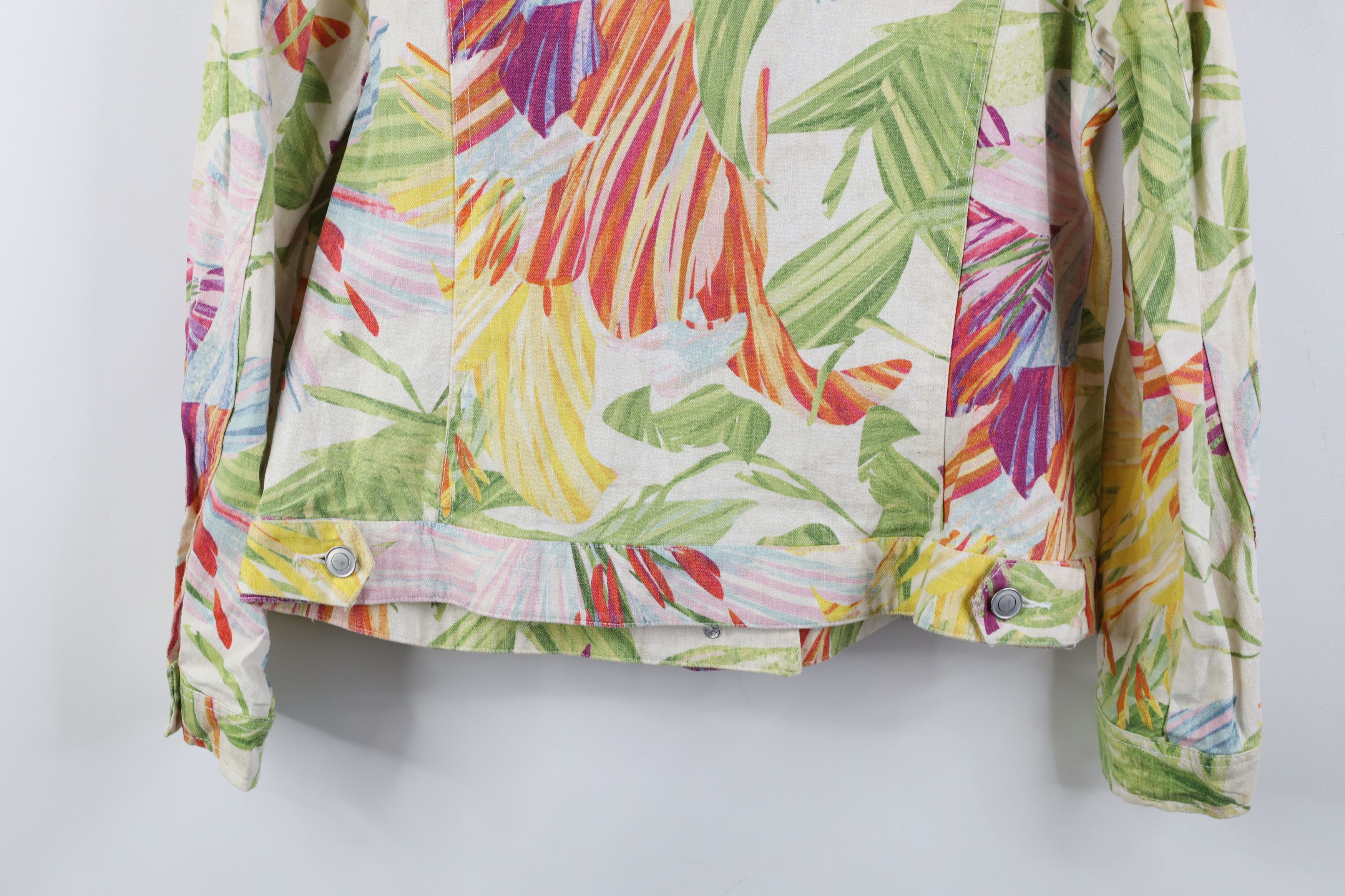 Chicos Vintage Chicos All Over Print Flower Linen Trucker Jacket Size XS / US 0-2 / IT 36-38 - 12 Thumbnail