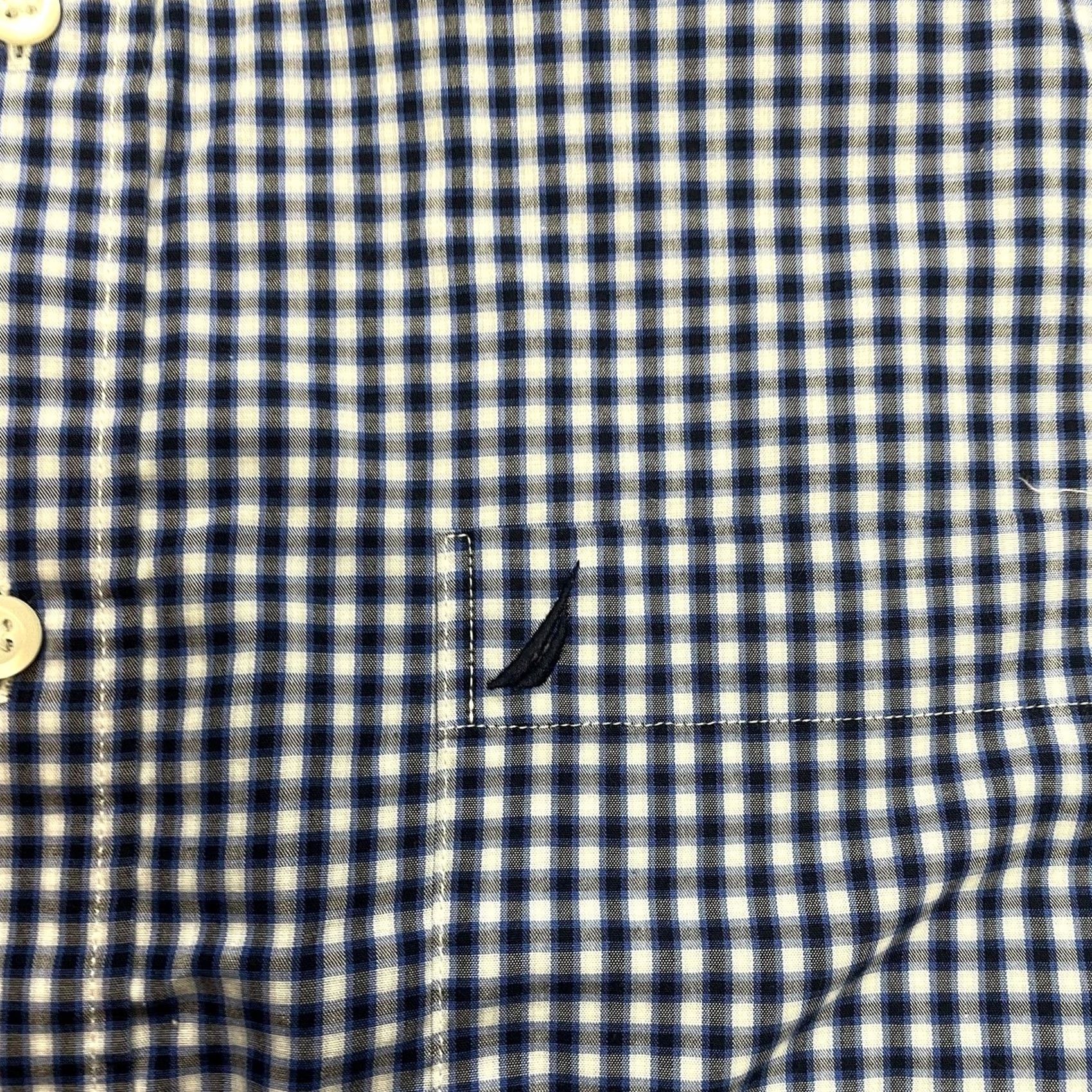 Nautica Nautica Button-Down Shirt Mens L Blue Check Long Sleeve Pocket Logo Cotton Size US L / EU 52-54 / 3 - 4 Thumbnail