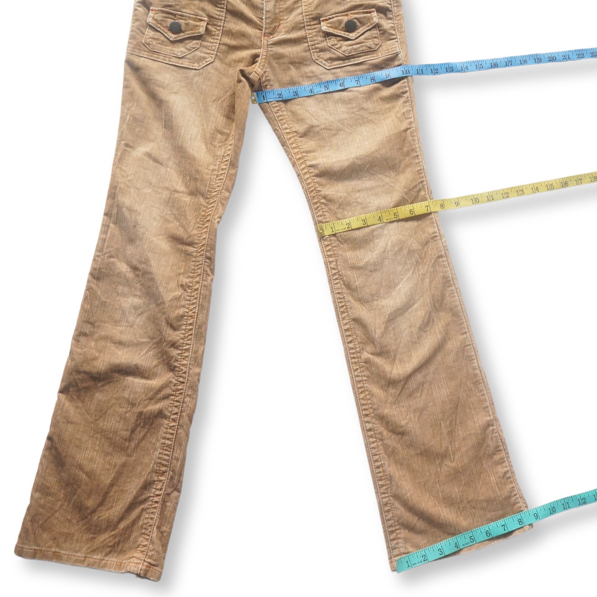 Japanese Brand Honeysuckle Rose Multi Pockets Flared Corduroy Pants Size 29" - 9 Thumbnail