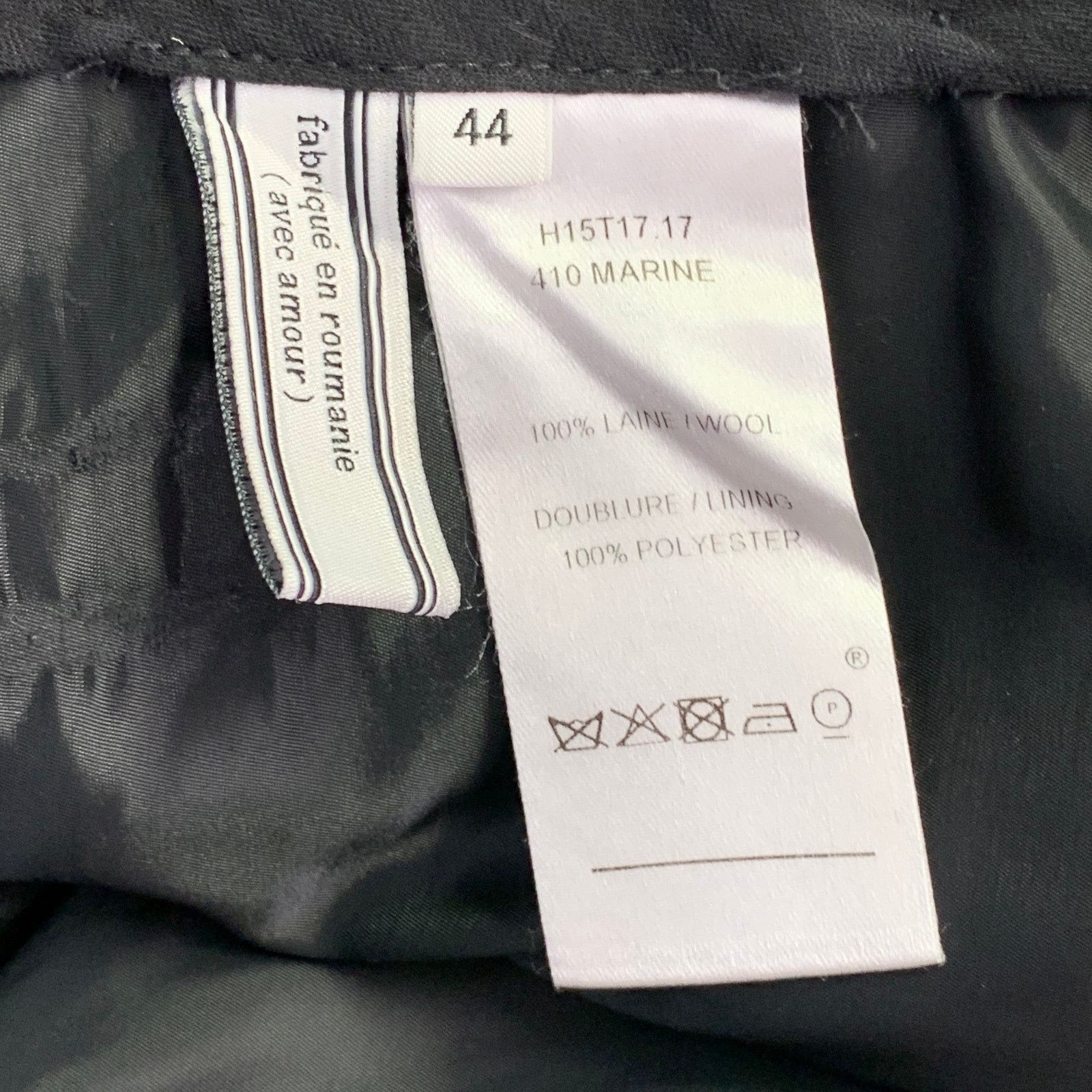 AMI Navy Twill Wool Cuffed Drop Crotch Button Fly Dress Pants Size US 38 / EU 54 - 4 Thumbnail