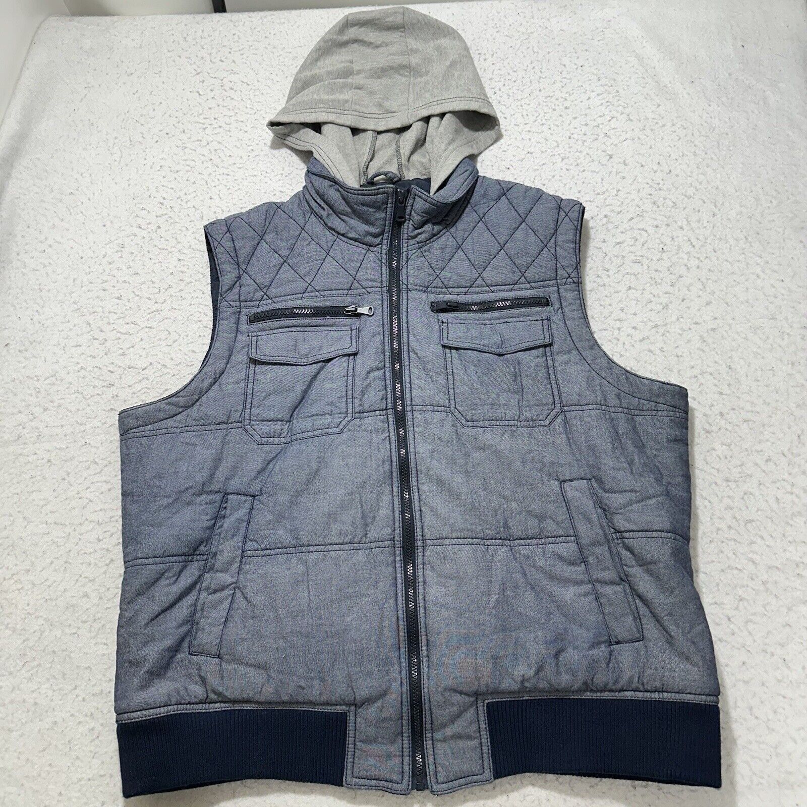 Bar III Bar III XXL Hooded Vest Sleeveless Jacket Quilted Navy Blue Size XXL / US 16-18 / IT 52-54 - 1 Thumbnail