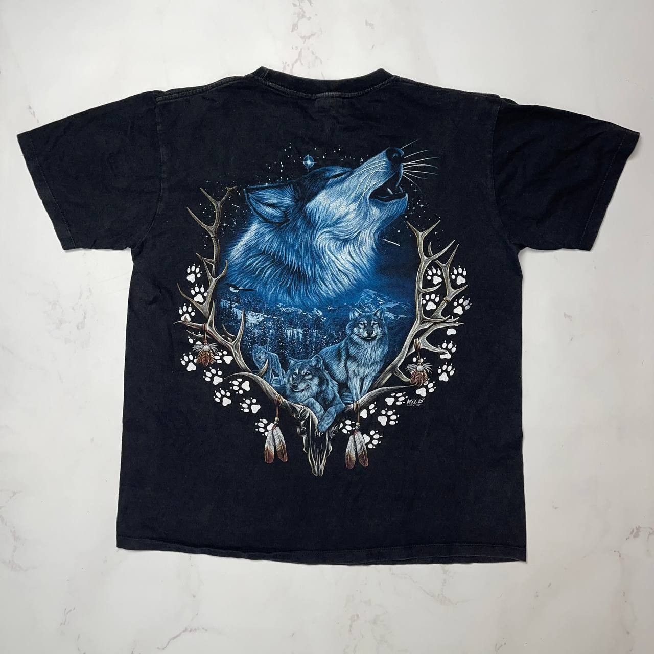 Vintage Wild Wolf T-Shirt Graphic Print Wildlife Y2K 90s Black SZ L Size US L / EU 52-54 / 3 - 6 Thumbnail
