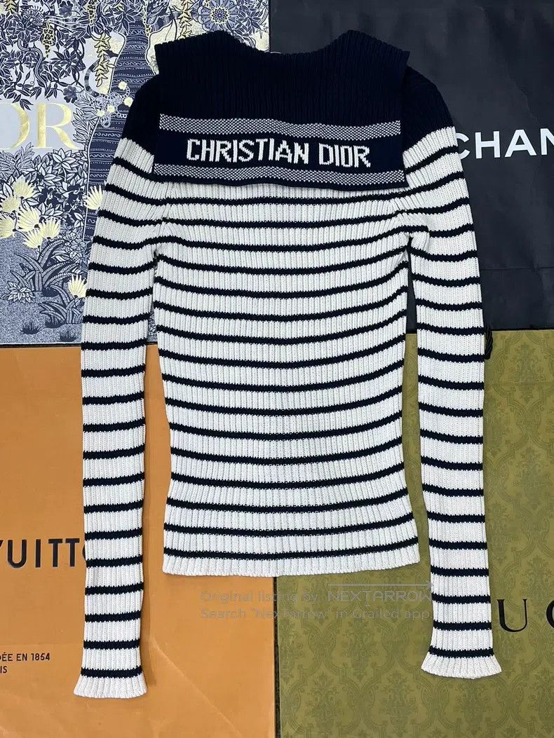 Dior Dior Black and white striped navy collar knitted long slee Size XS / US 0-2 / IT 36-38 - 2 Thumbnail