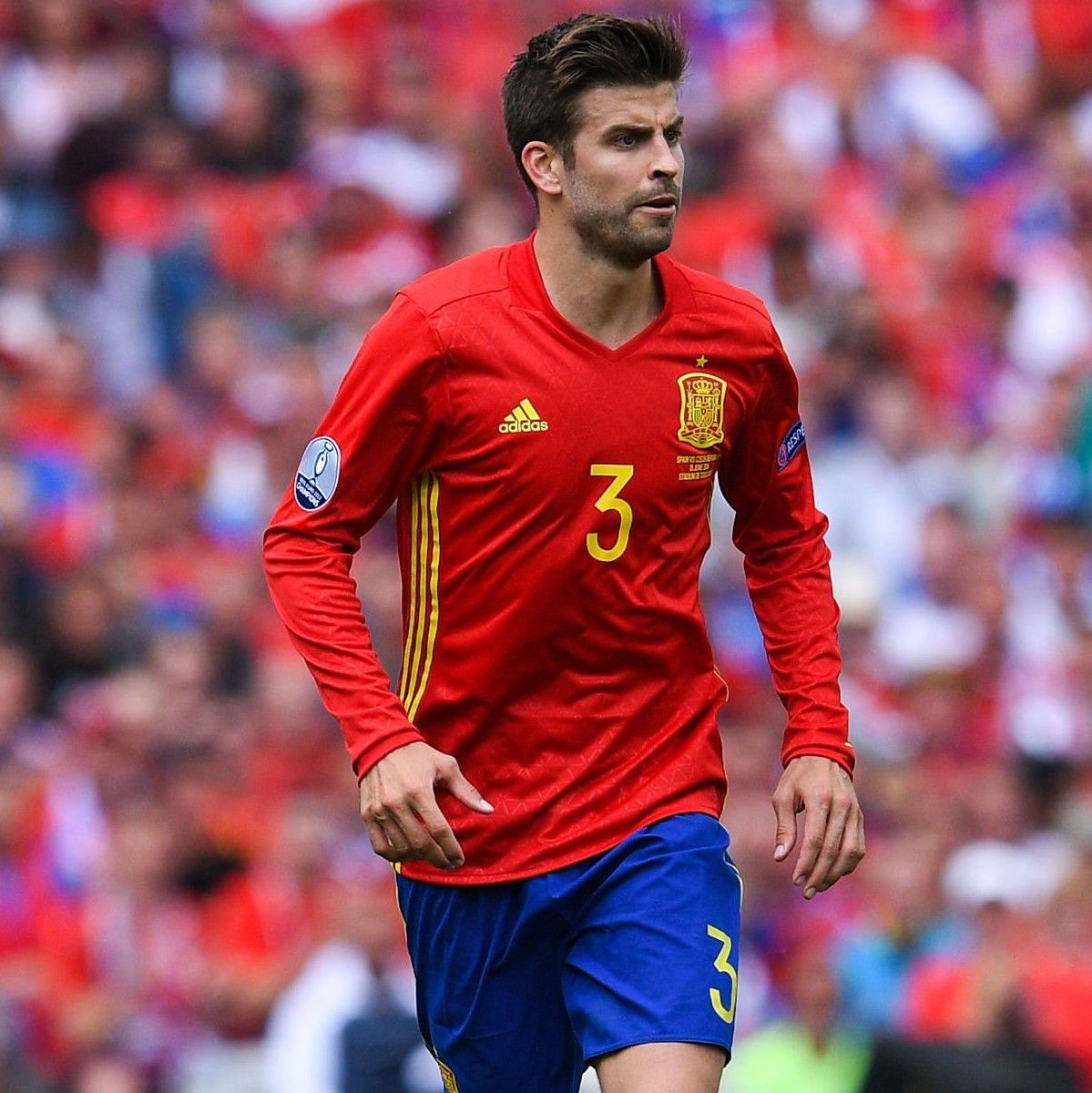 Adidas Spain Euro 2016 Home Jersey Gerard Pique 3 Size US L / EU 52-54 / 3 - 13 Thumbnail