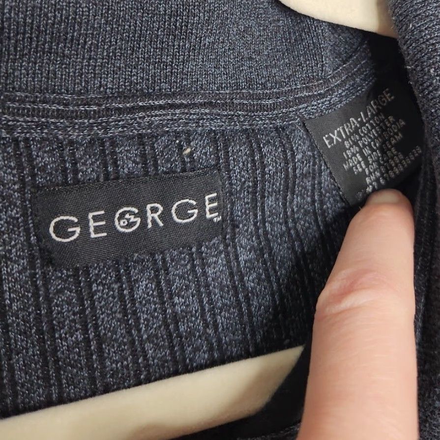George VINTAGE George Long Sleeve Polo Henley Shirt Cotton Blue XL Men Size US XL / EU 56 / 4 - 6 Thumbnail