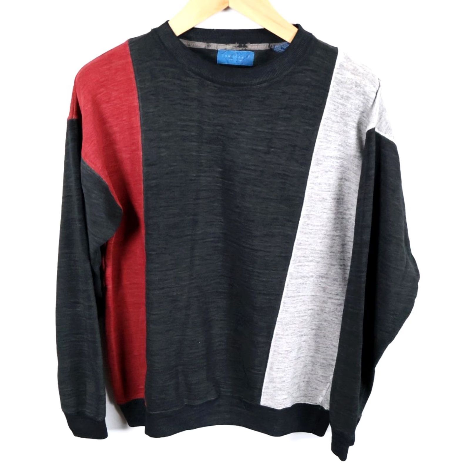 Vintage VINTAGE Towncraft Sweatshirt Striped Crewneck 90s Black Red Gray Medium Mens Regular Fit Size US M / EU 48-50 / 2 - 2 Thumbnail