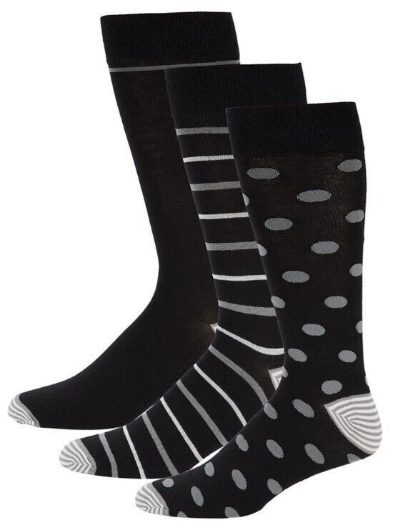 Robert Graham Robert Graham Black 3-Pack Pattern Crew Socks One Size Size ONE SIZE - 1 Thumbnail