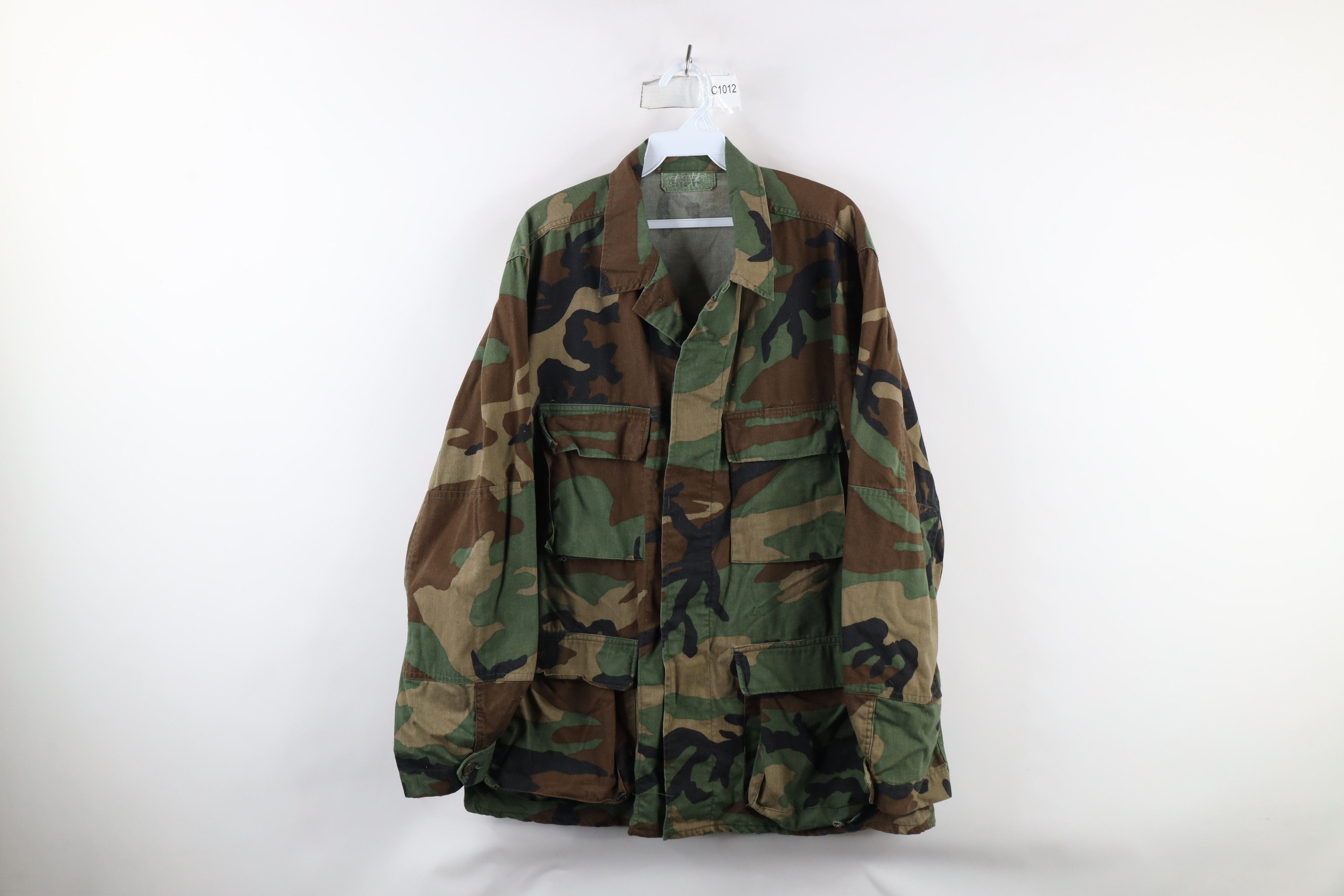 Vintage Vintage 90s Woodland Camouflage Combat Coat Jacket USA Size US M / EU 48-50 / 2 - 1 Thumbnail