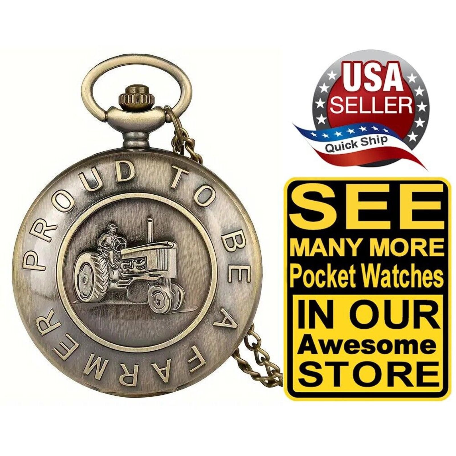 Other 'Proud To Be A Farmer' Quartz Pocket Watch with Chain Size ONE SIZE - 1 Thumbnail