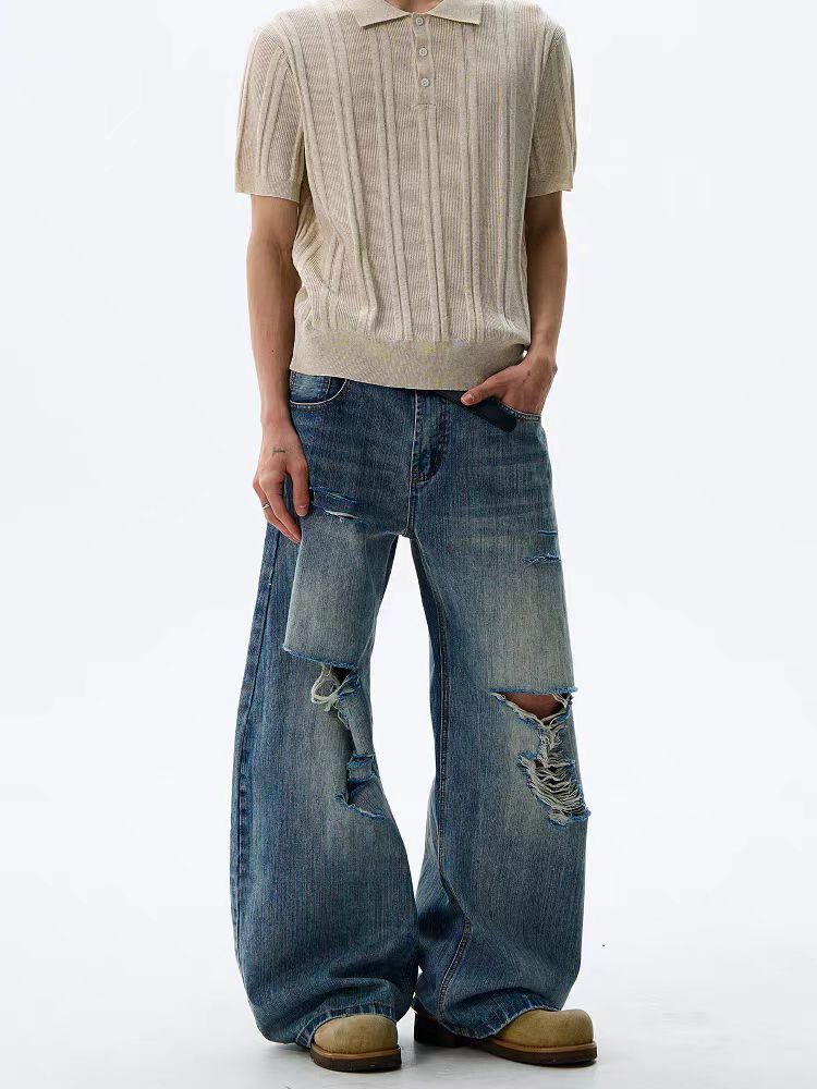 Jean Blue ripped baggy jeans Size US 30 / EU 46 - 1 Thumbnail