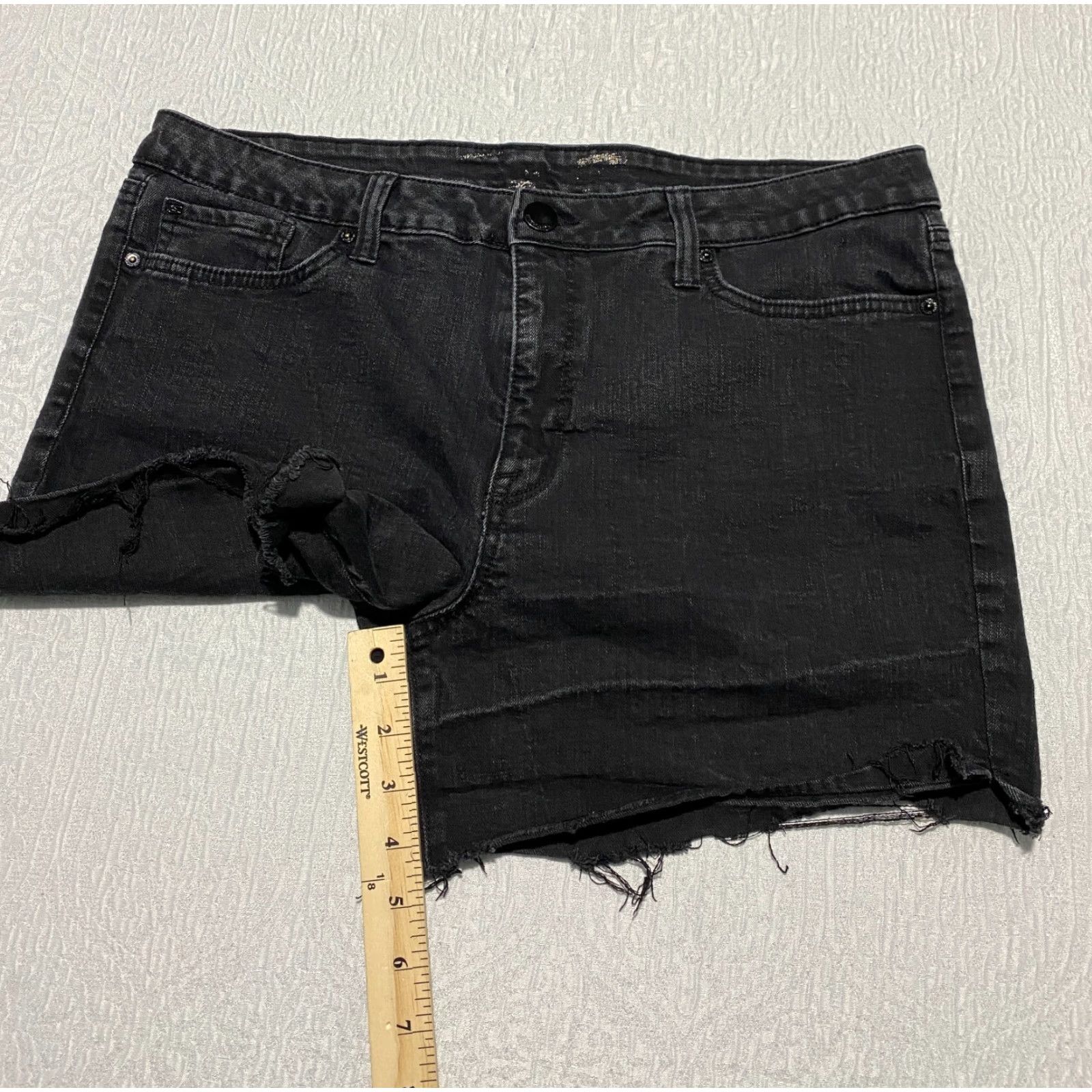 Vintage Seven7 Seven 7 Weekend Shorts Denim Cut-Off Black Women's Size 16, Jeans, Regular Waist 36 in, Zip Closure, Women, Style: Cut-Off Size 25" / US 0 / IT 36 - 5 Thumbnail
