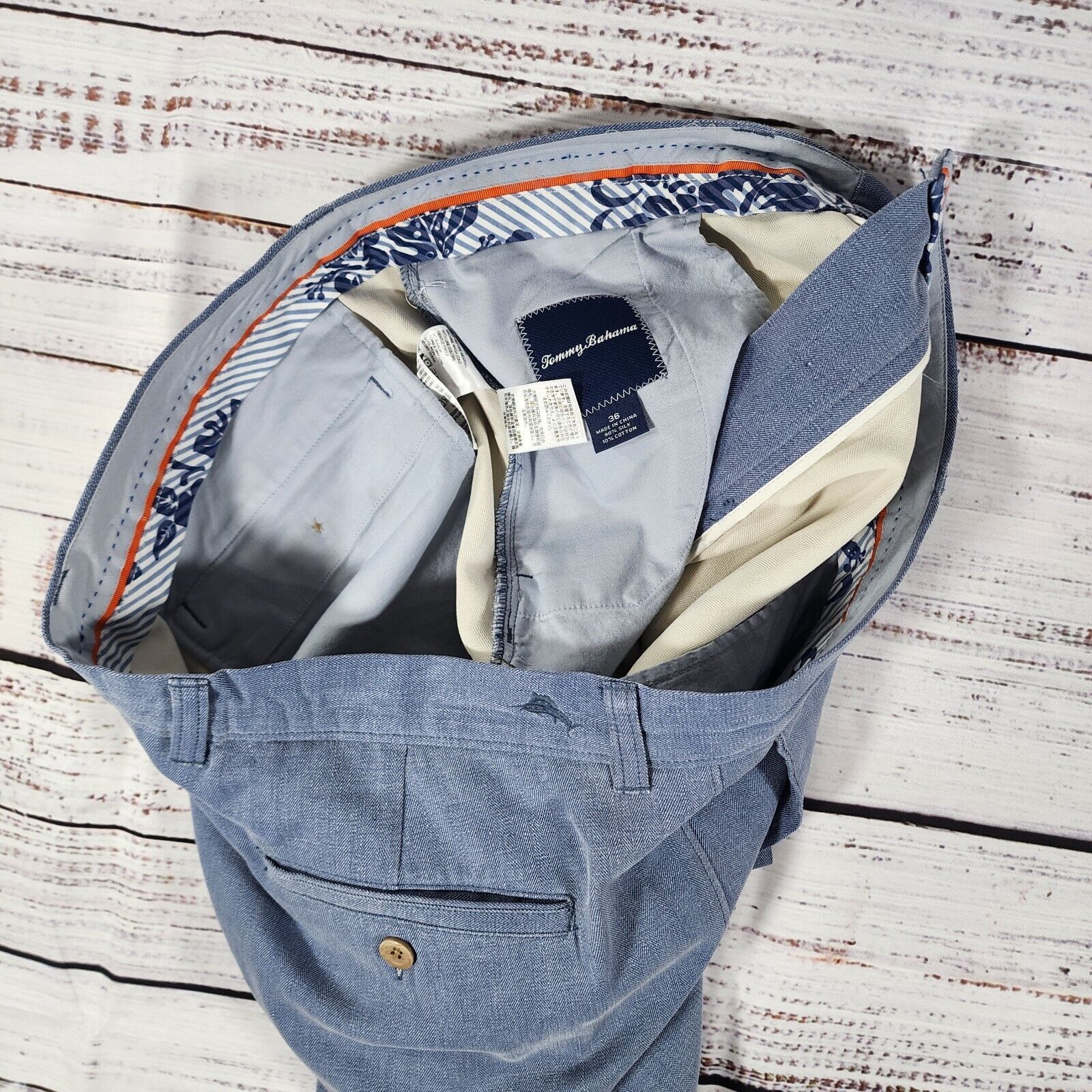 Tommy Bahama Tommy Bahama Shorts Blue Herringbone Silk Cotton Blend 36x10 Size US 36 / EU 52 - 5 Thumbnail