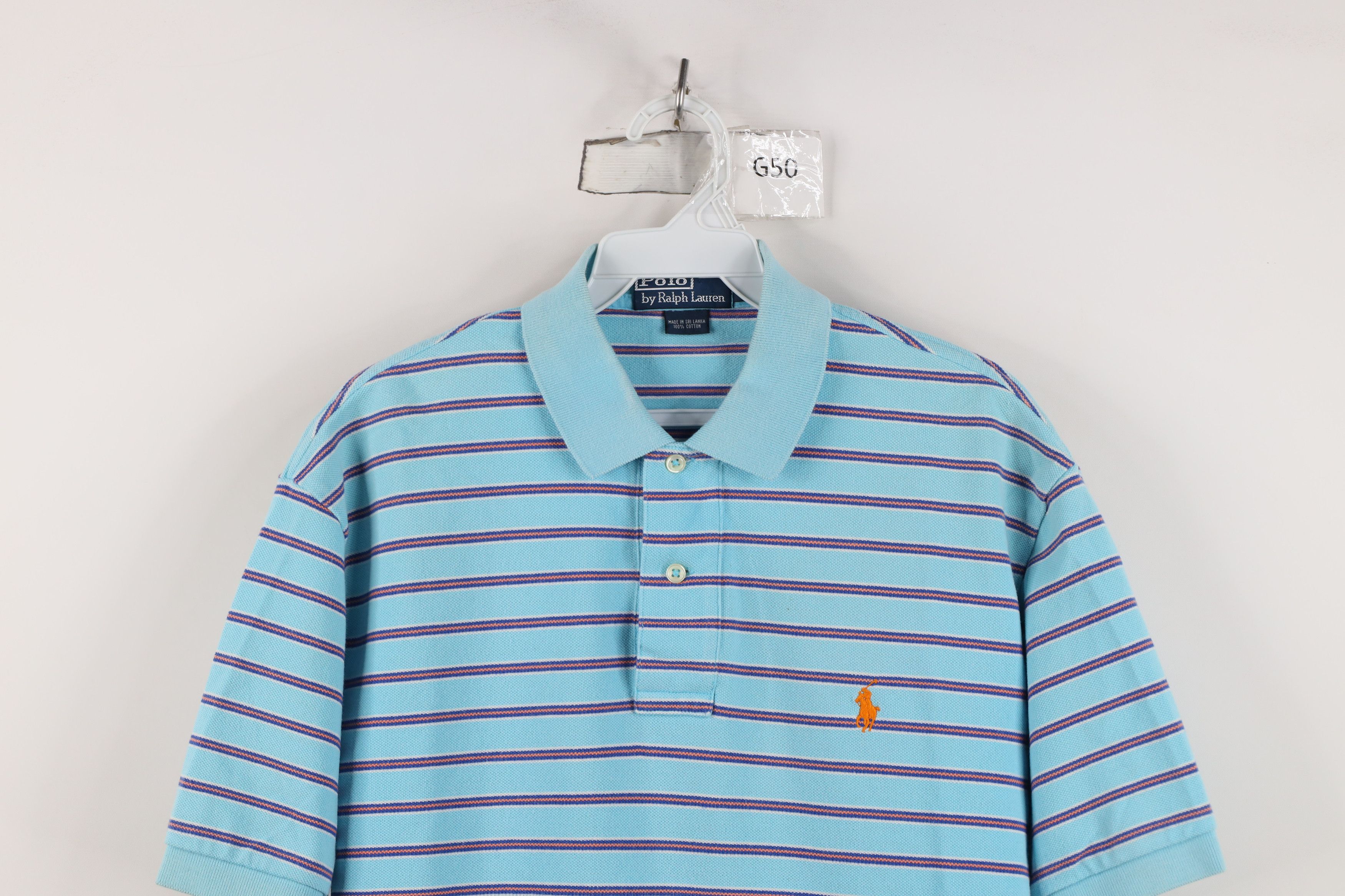 Ralph Lauren Vintage 90s Ralph Lauren Striped Cotton Knit Golf Polo Blue Size US M / EU 48-50 / 2 - 2 Thumbnail
