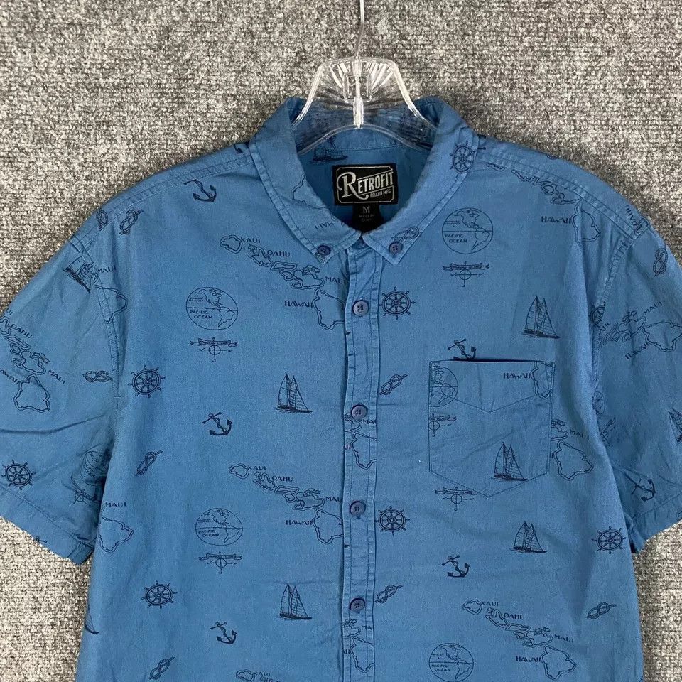 Other Retroprofit Button Down Shirt Men Medium Sailor Boat Anchor Size US M / EU 48-50 / 2 - 2 Thumbnail