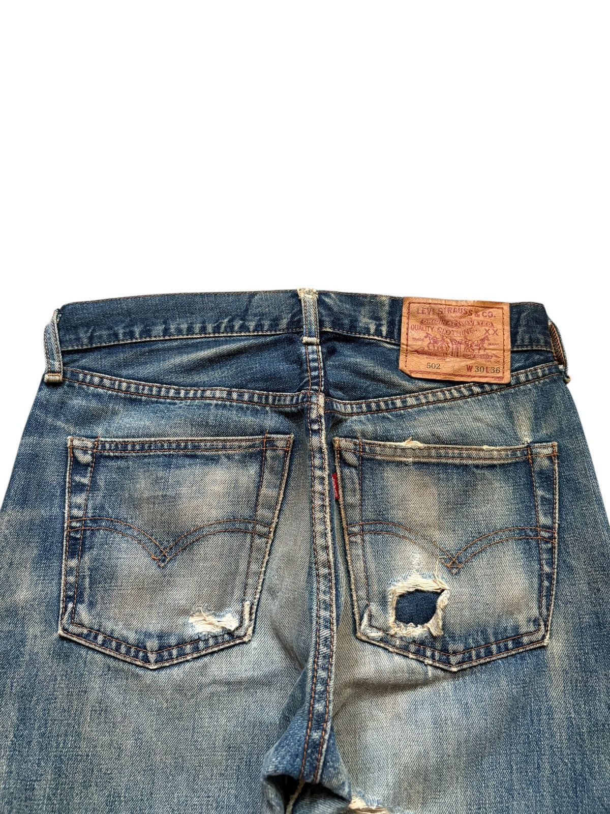 Levi's Vintage 80s Levis 502 Big E Selvedge Rusty Wash Baggy Jean Size US 30 / EU 46 - 9 Thumbnail