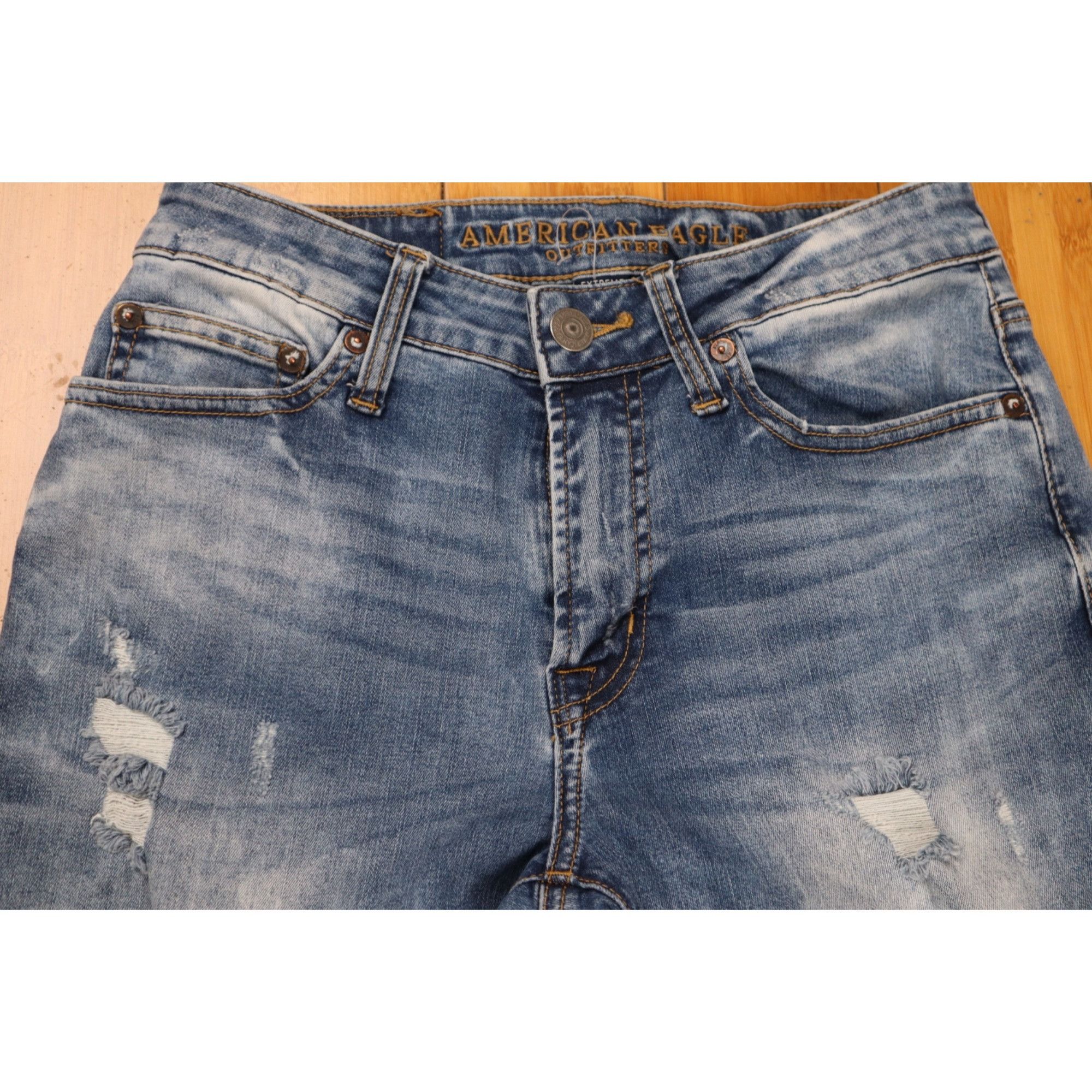 American Eagle Outfitters American Eagle Extreme Flex Jeans 28x34 Distressed Studio Wa Size 28" / US 6 / IT 42 - 3 Thumbnail