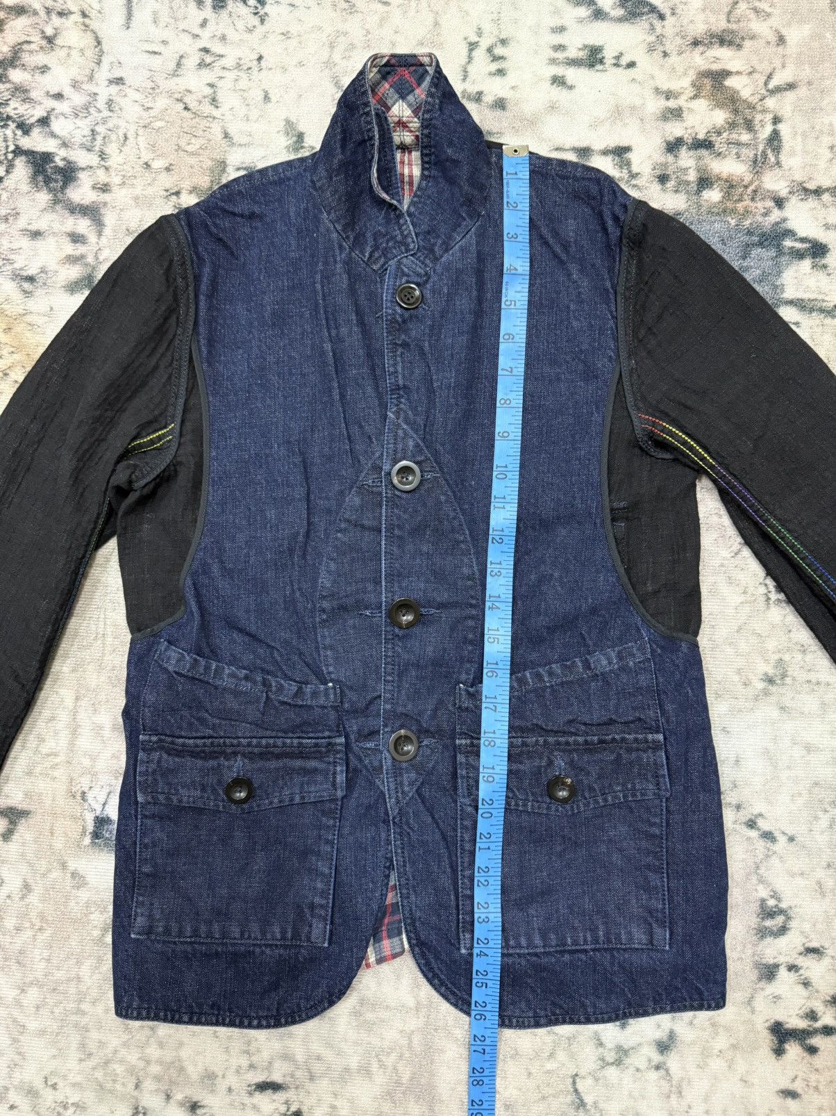 Japanese Brand Tomorrowland Riversible Plaid Denim Button Up Jacket Size US XS / EU 42 / 0 - 23 Thumbnail