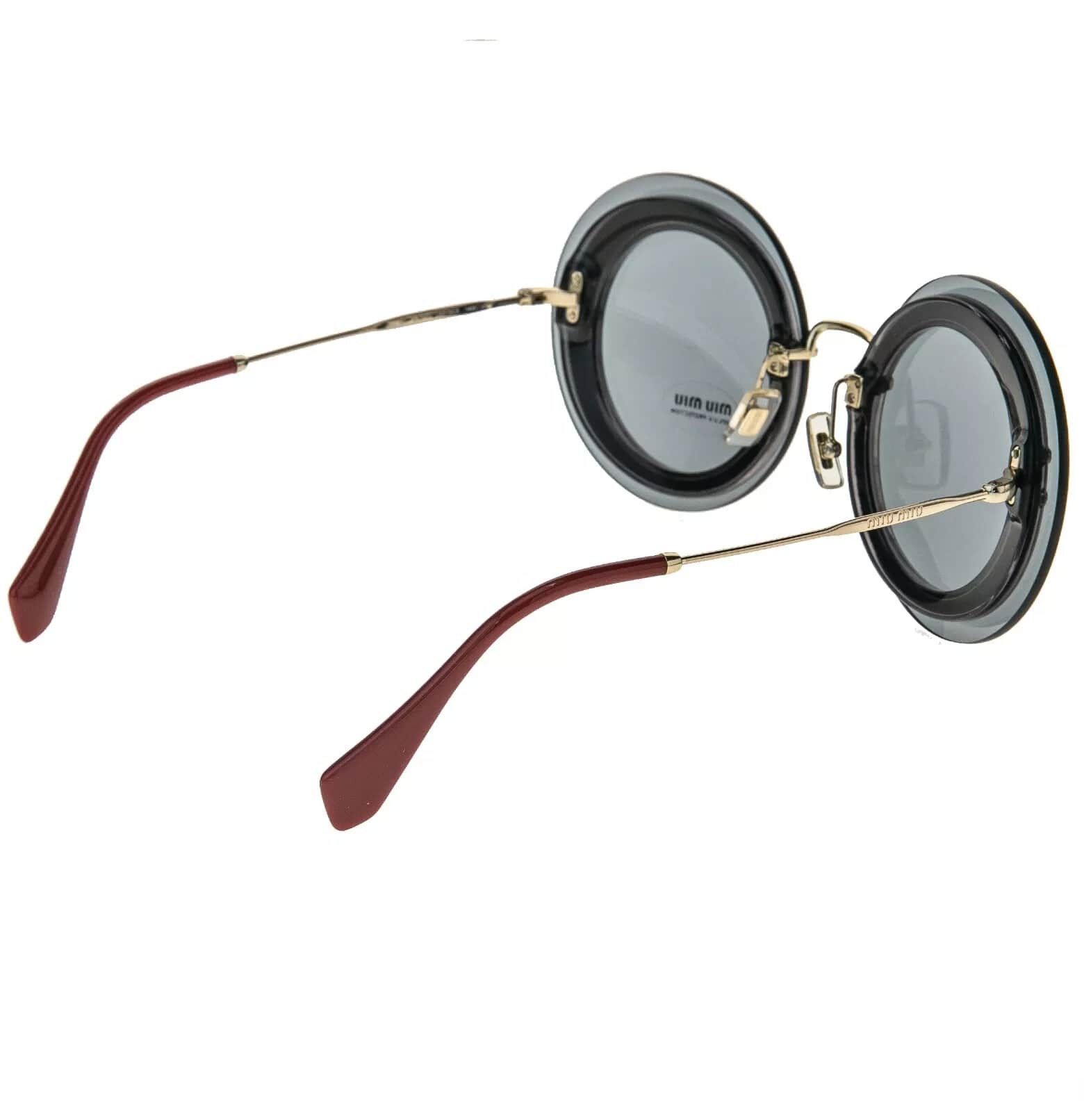 Miu Miu MIU MIU REVEAL 10R Gold Gray Fabric Round Sunglasses MU10RS Size ONE SIZE - 2 Thumbnail