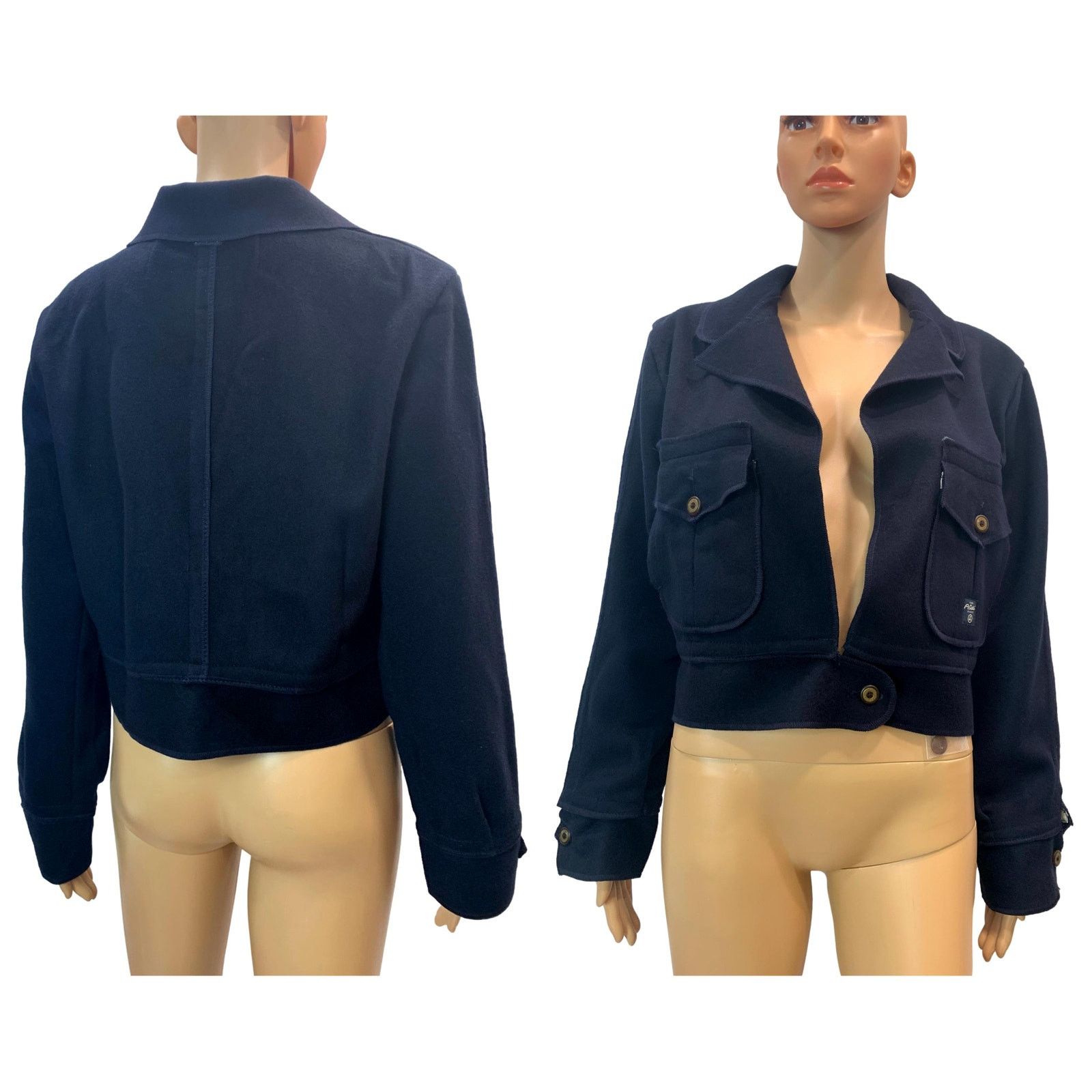 AG Adriano Goldschmied × Agolde A Gold E Goldschmied Navy Blue Military Casual Crop Jacket Size M / US 6-8 / IT 42-44 - 5 Thumbnail