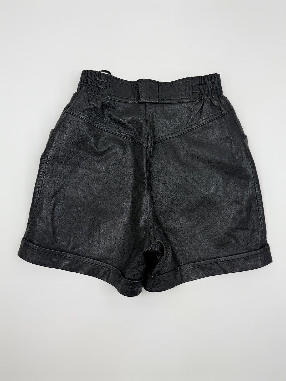 C&A 1990’s Vintage C&A Black Leather High Rise Bermuda Shorts Size 26" / US 2 / IT 38 - 6 Thumbnail