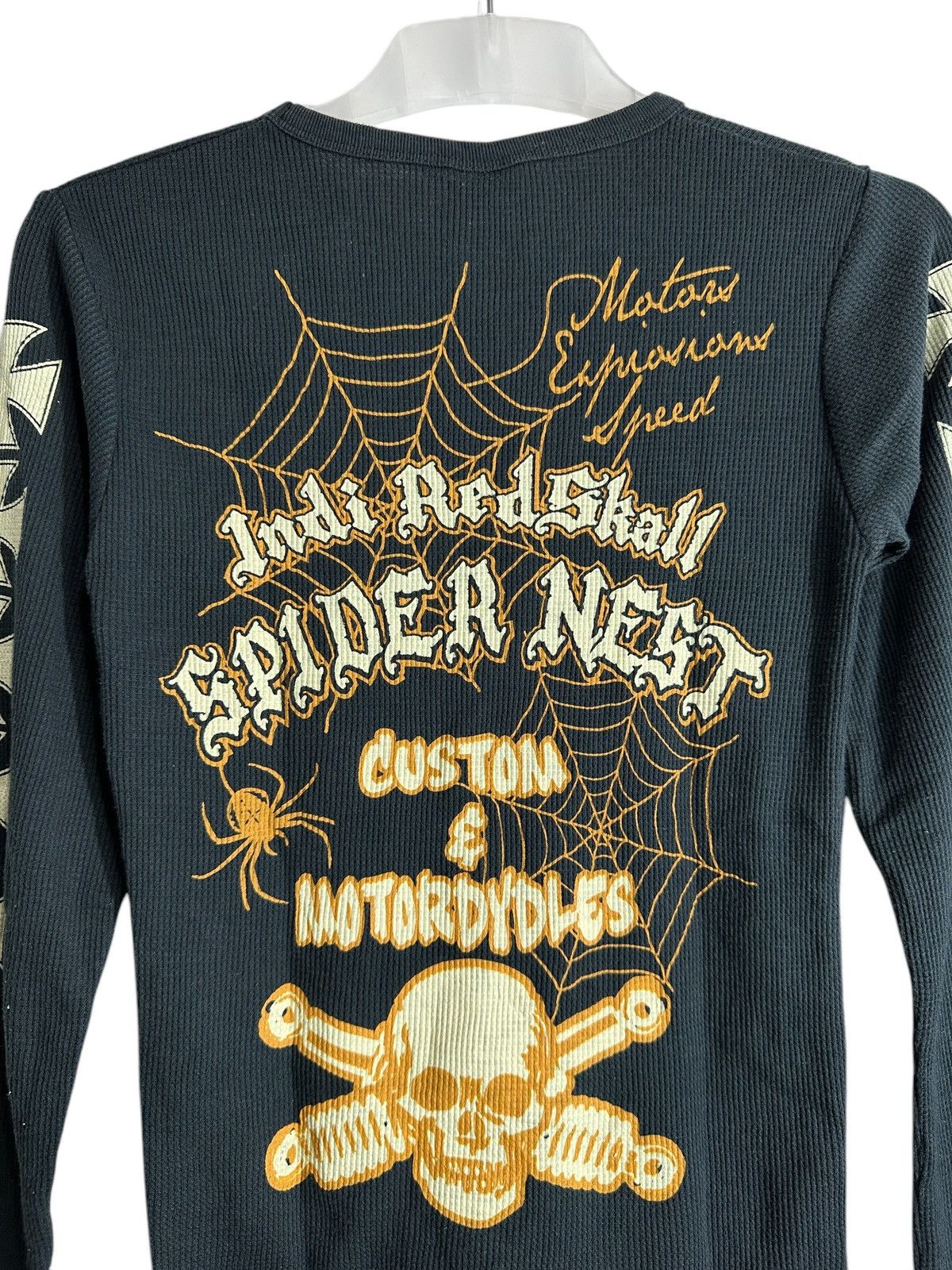 Drain Gang RARE SPIDER NEST MOTORDYDLES SKULL THERMAL LONG SLEEVE Size XXS / US 00 / IT 34 - 4 Thumbnail