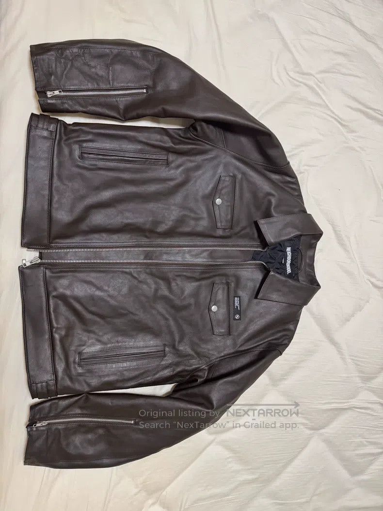 Neighborhood Neighborhood Single Layer Leather Jacket, Deep Brown, Size Size US XL / EU 56 / 4 - 2 Thumbnail
