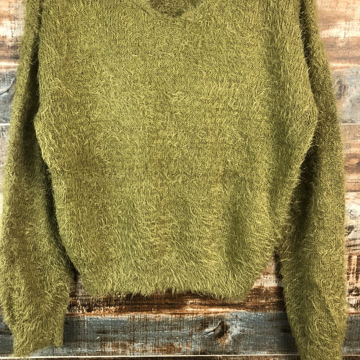 Vintage DL Mounior Green Mohair shaggy fur Knitwear #C404 Size M / US 6-8 / IT 42-44 - 6 Thumbnail