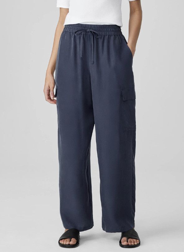 Eileen Fisher Eileen Fisher Washed Silk Cargo Pant Ocean ( 1X ) Size 40" / US 18 - 1 Thumbnail