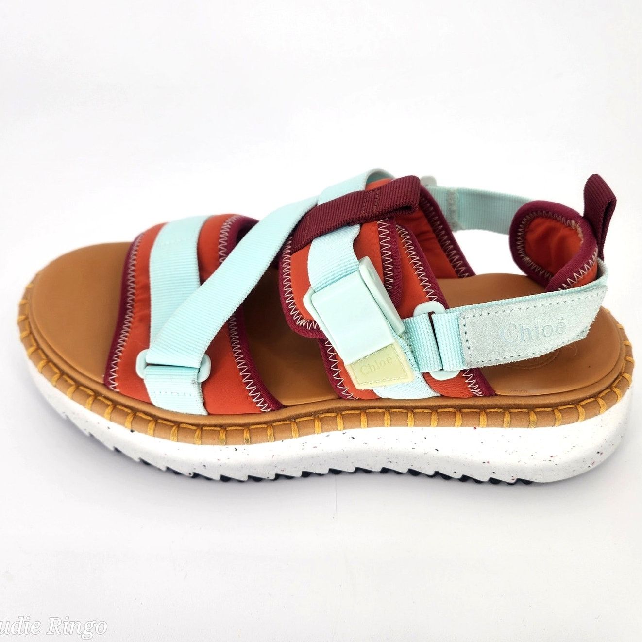 Chloe Chloé Lilli Multi-Strap Platform Sandals Orange/Teal EU 38 Size US 8 / IT 38 - 3 Thumbnail