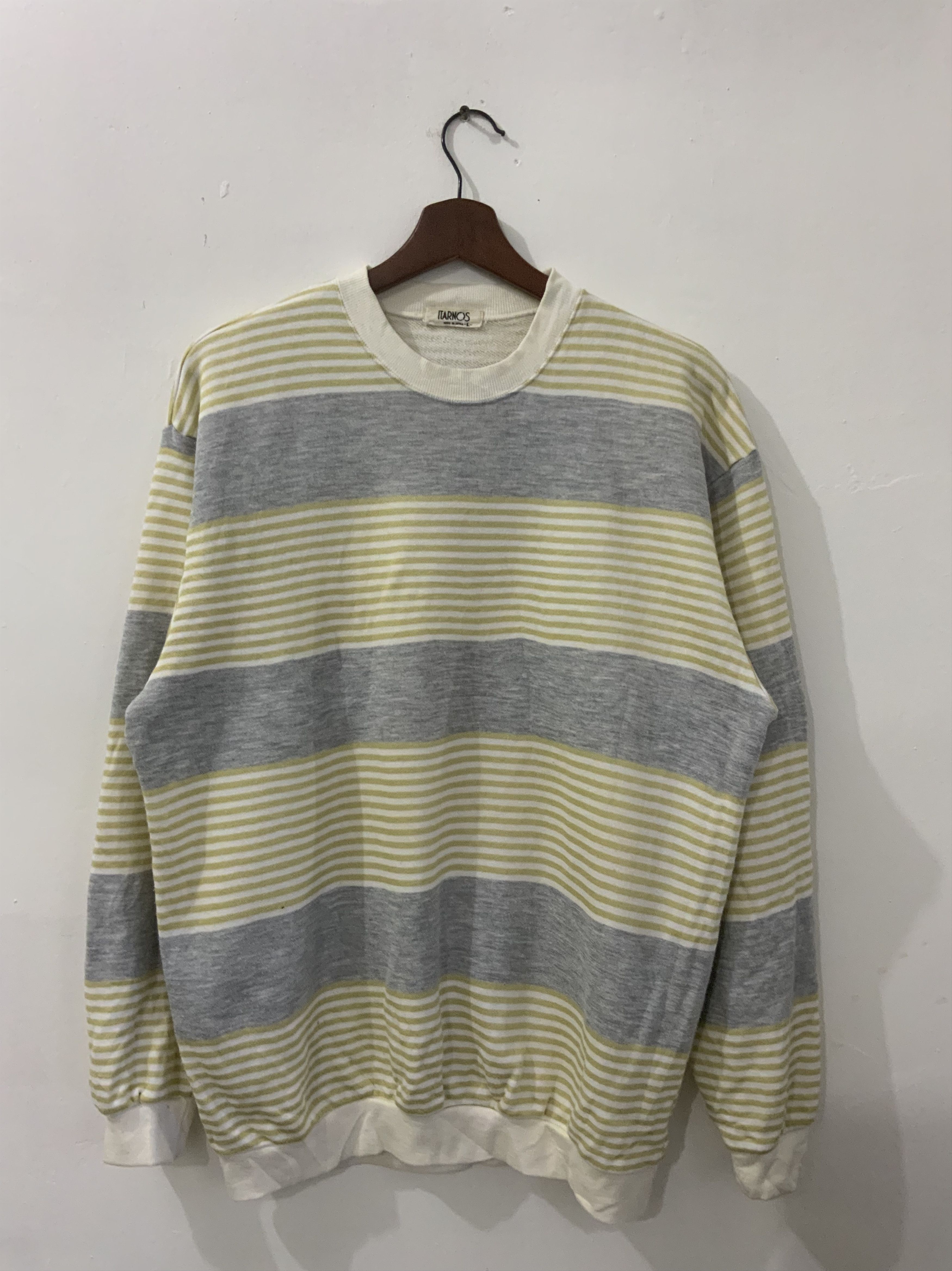 Japanese Brand Vintage Itarnos Striped Japan Made Sweatshirt Size US L / EU 52-54 / 3 - 1 Thumbnail