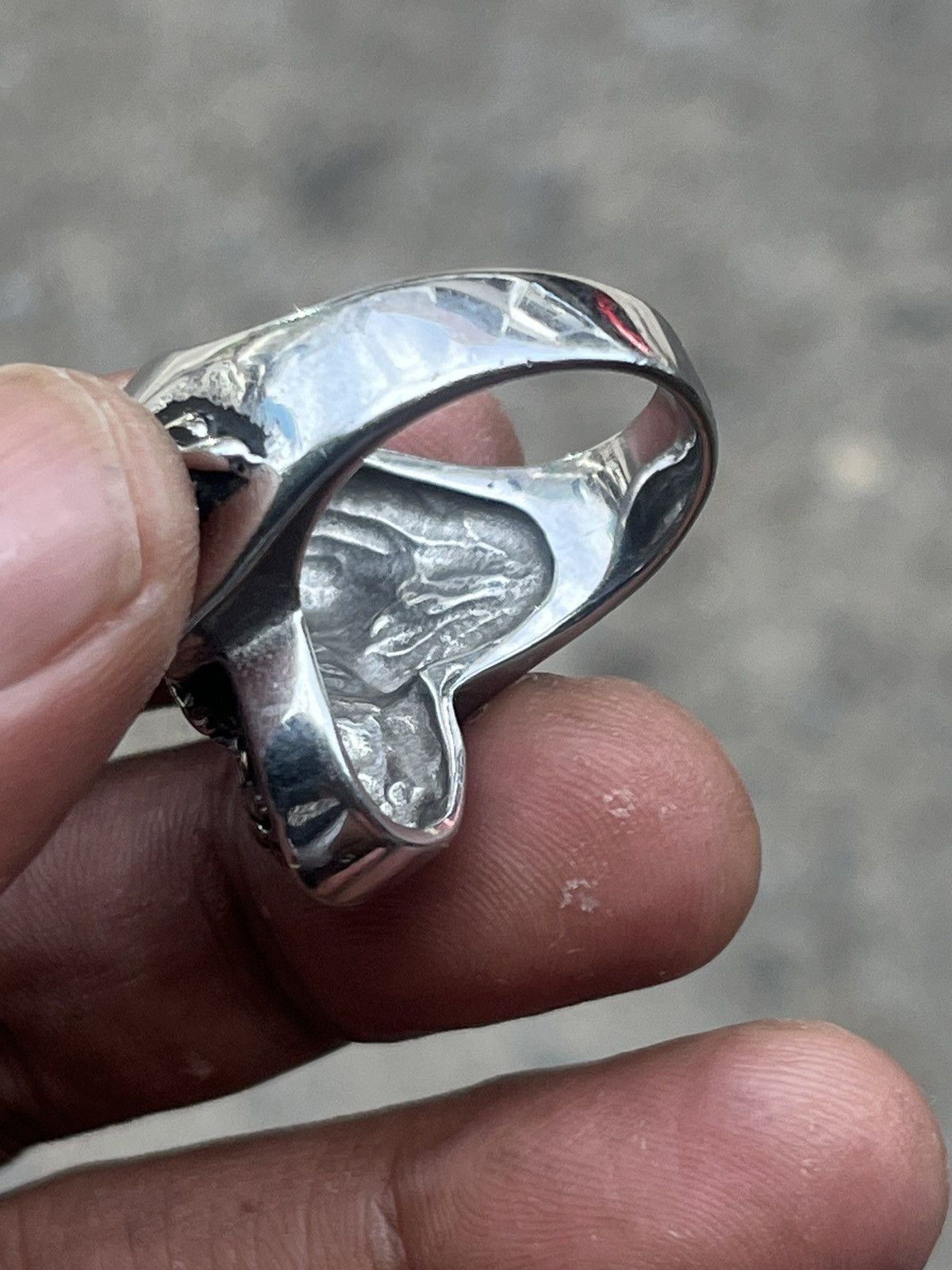 If Six Was Nine Hardcore Punk Skull Rose Ring Chrome Style Size ONE SIZE - 8 Thumbnail
