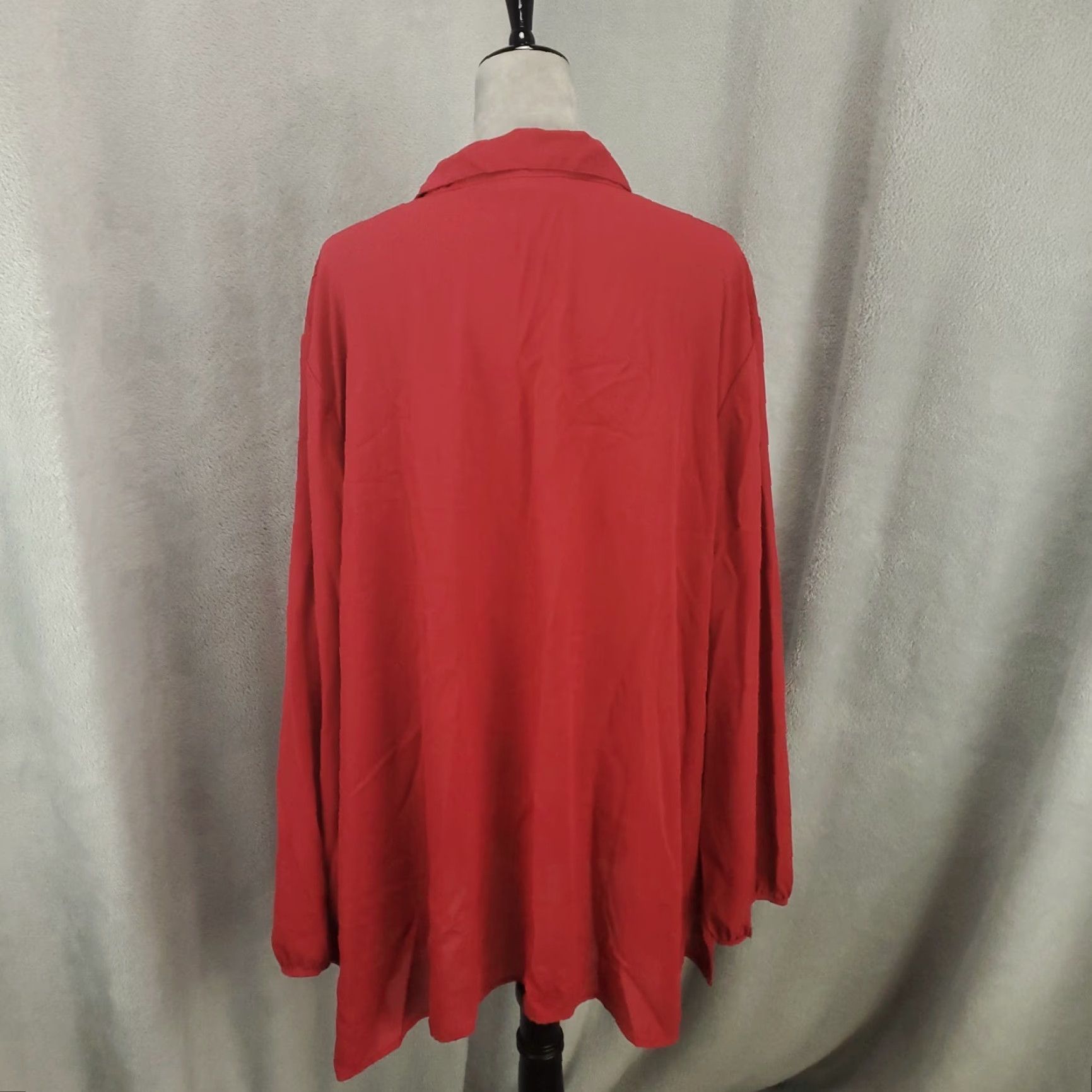 Vintage Maggie Barnes Top Women’s 32W Red Button Up Pleated Textured Tunic Blouse Size XXS / US 00 / IT 34 - 3 Thumbnail