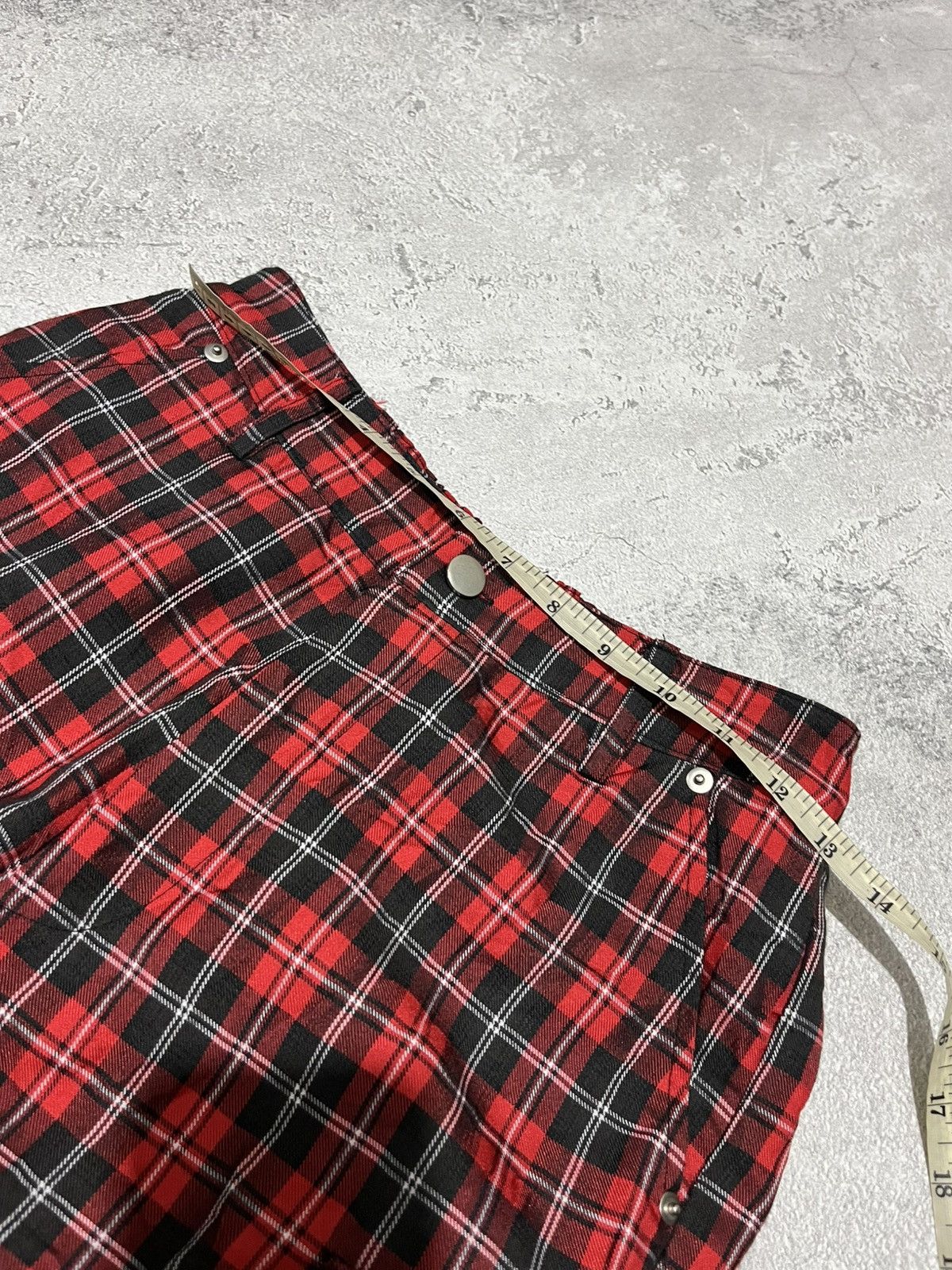 Japanese Brand Mad Punk Tartan Bondage Flare Pants Size 26" / US 2 / IT 38 - 10 Thumbnail