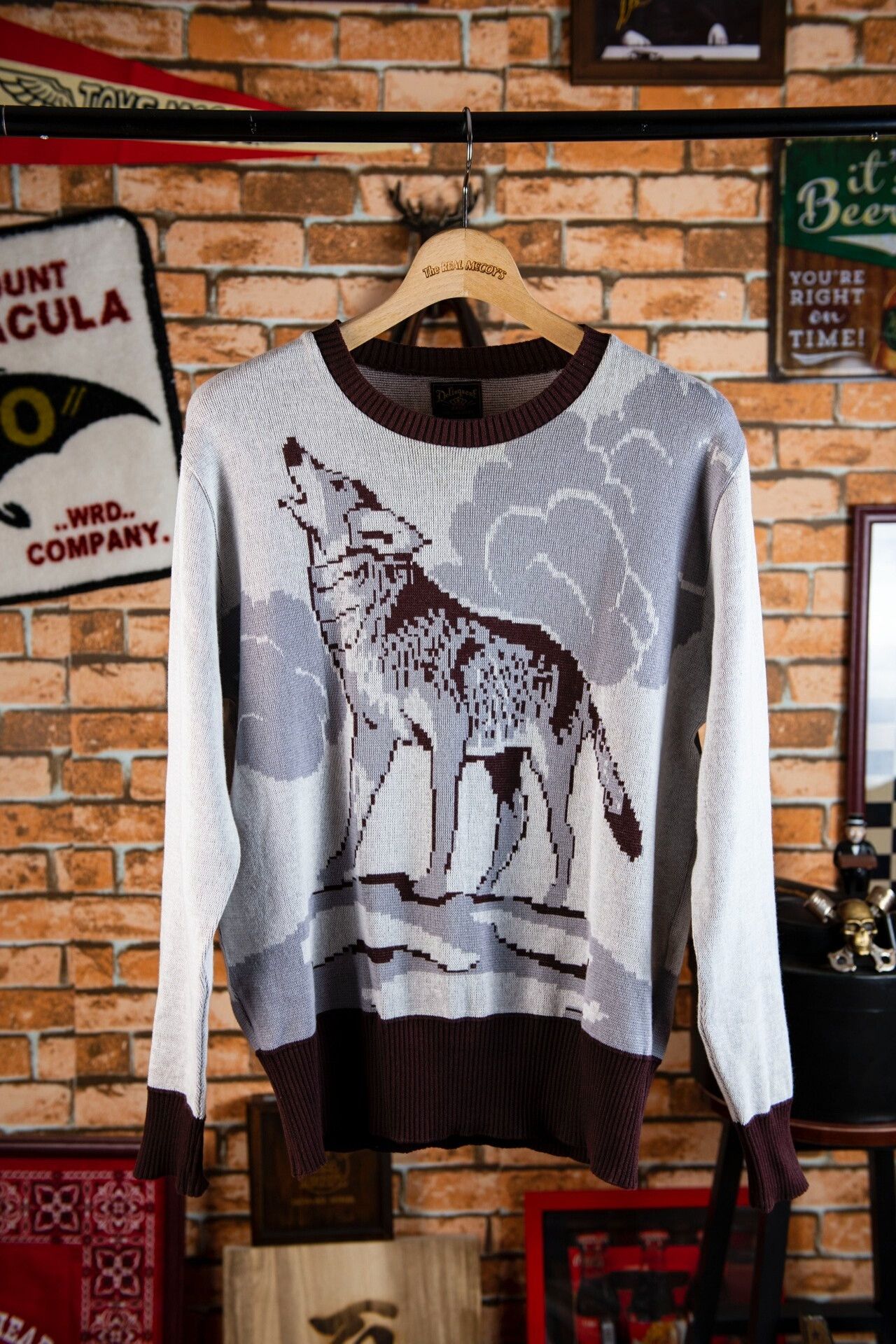 Japanese Brand Delinquent Bros Knit Sweater with Wolf Pattern Size US L / EU 52-54 / 3 - 1 Thumbnail