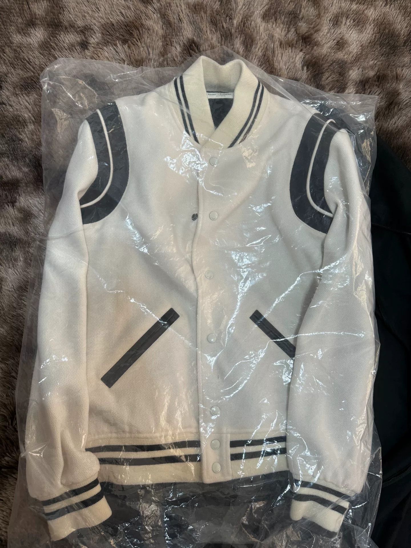 Saint Laurent Paris Saint Laurent White Black Baseball Jacket Size US L / EU 52-54 / 3 - 1 Thumbnail