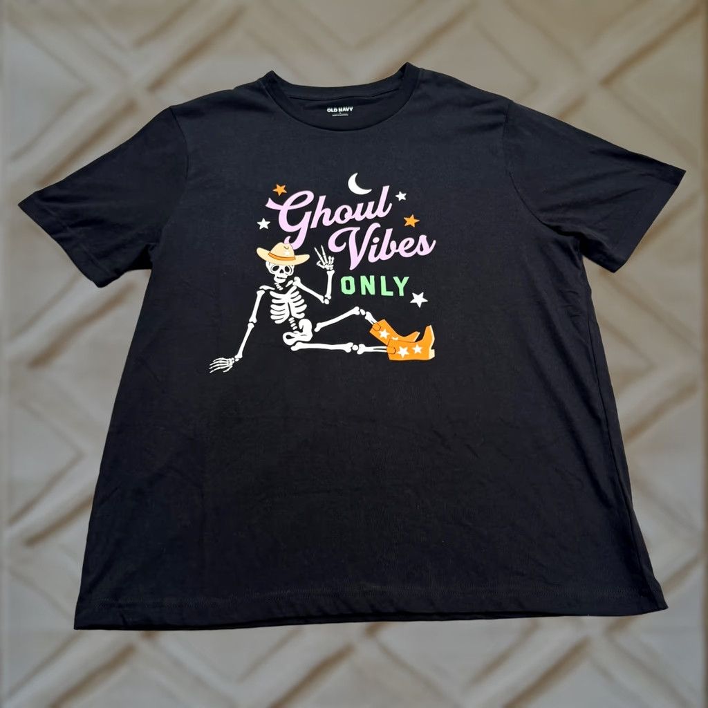 Old Navy VINTAGE Old Navy Ghoul Vibes Only Core Halloween Graphic T-Shirt Men Large Black Tee NWT Size US L / EU 52-54 / 3 - 1 Thumbnail