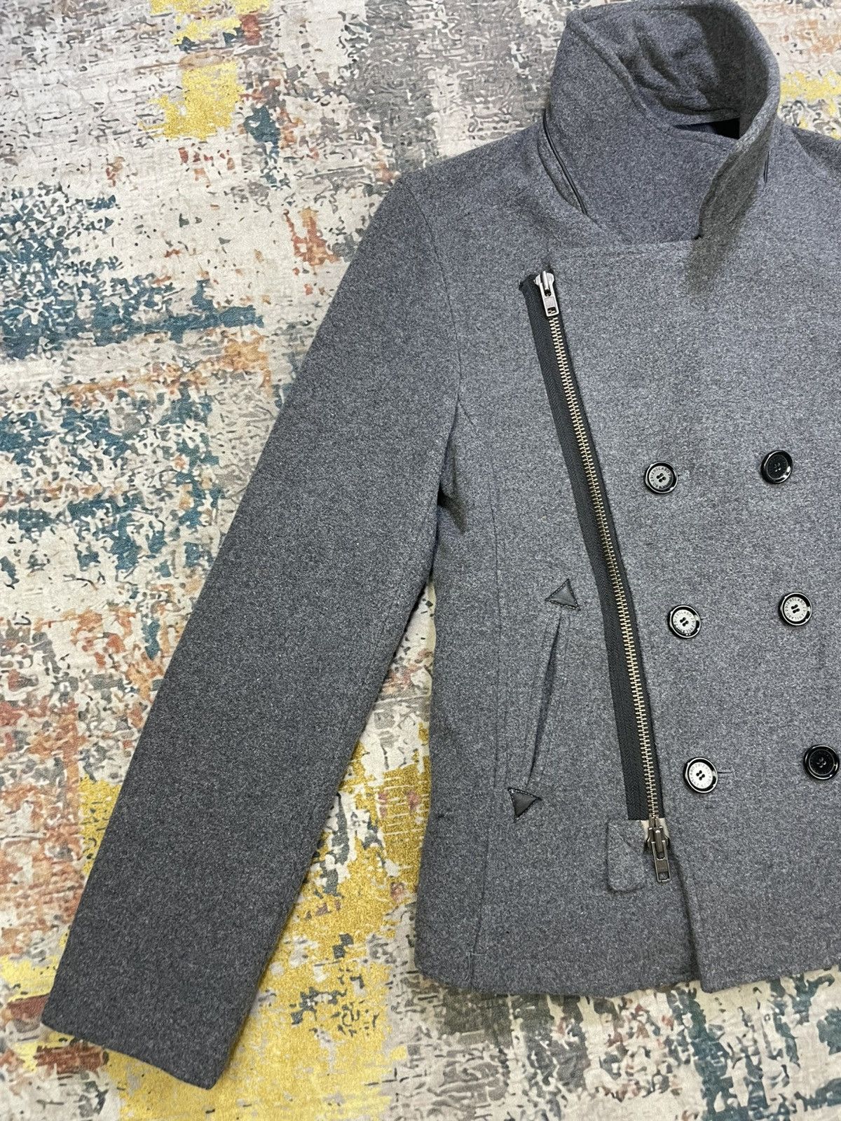 291295=Homme 291295 Wool Double Collar Jacket Size US S / EU 44-46 / 1 - 3 Thumbnail