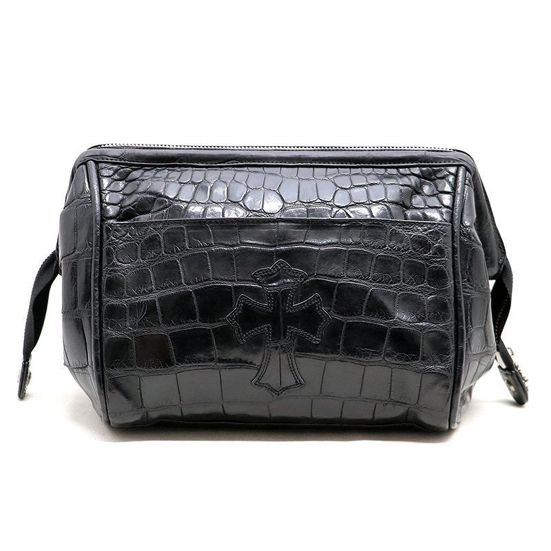 image of Chrome Hearts Alligator Toiletry Bag in Black, Women's