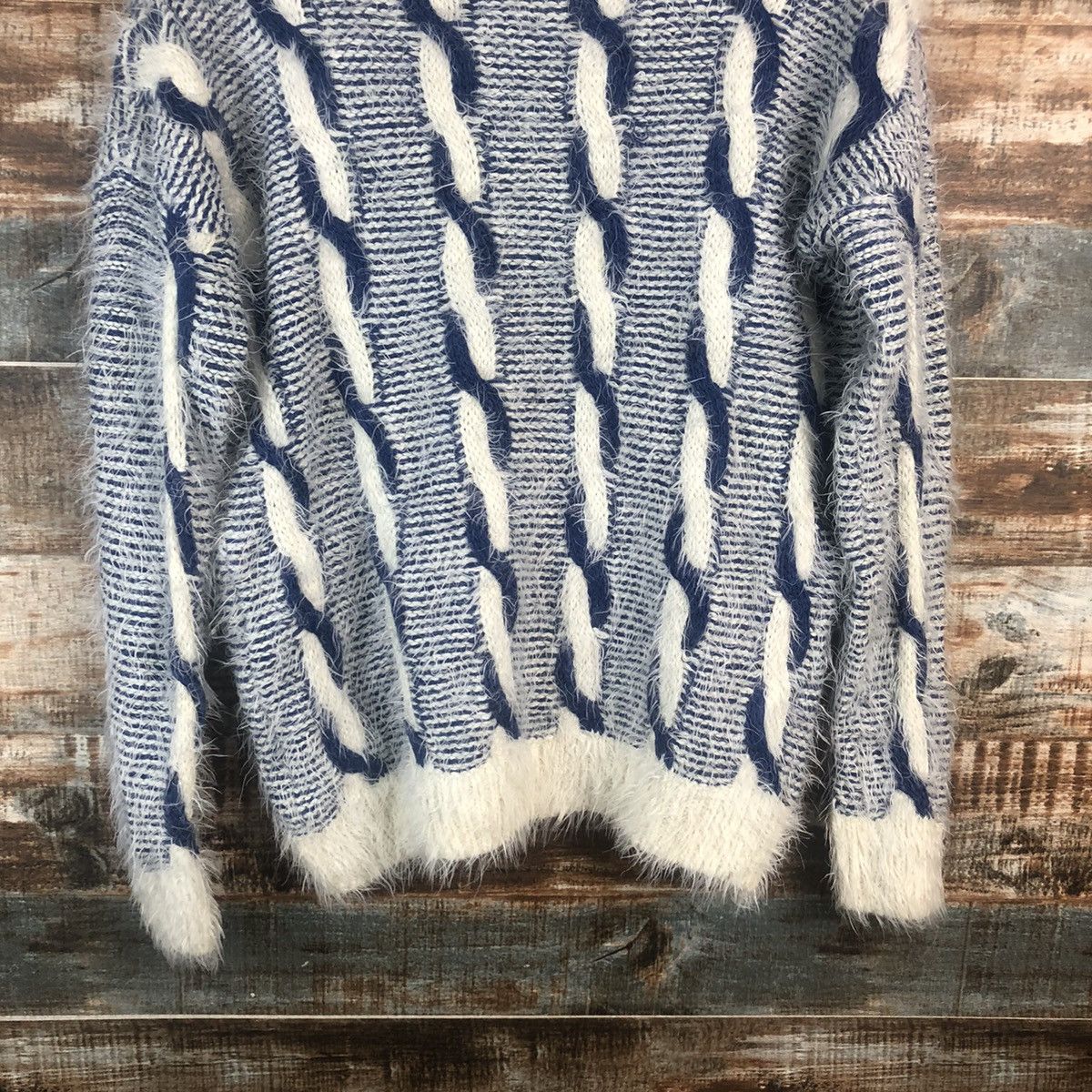 Homespun Knitwear DLL Rose Bowl Blue mohair shaggy fur Knitwear #C540 Size M / US 6-8 / IT 42-44 - 14 Thumbnail