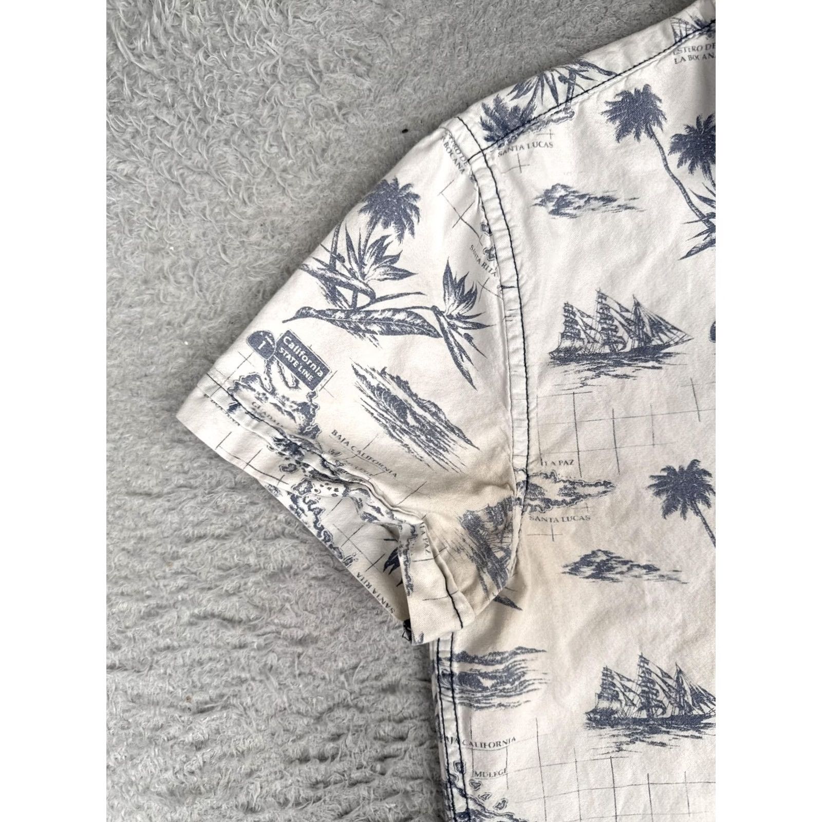 Vintage Arizona Jean Co Shirt Mens S White Short Sleeve Nautical Map Button Up Size US S / EU 44-46 / 1 - 3 Thumbnail