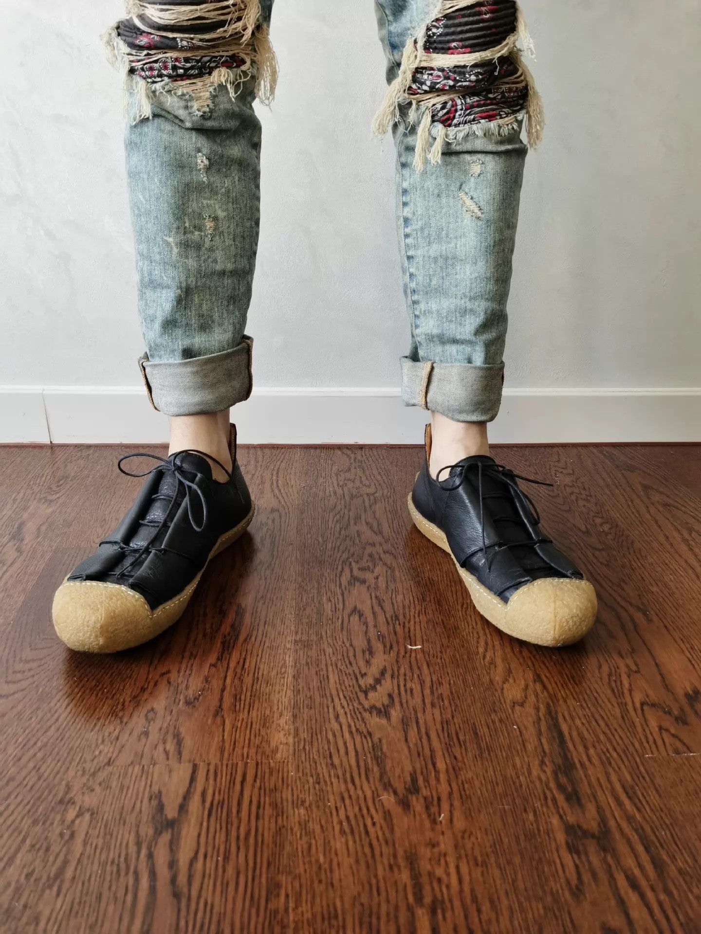 Ma+ m.a+ Edgy Black Leather Rugged Rubber Sole 42 (43) Size US 9 / EU 42 - 1 Thumbnail