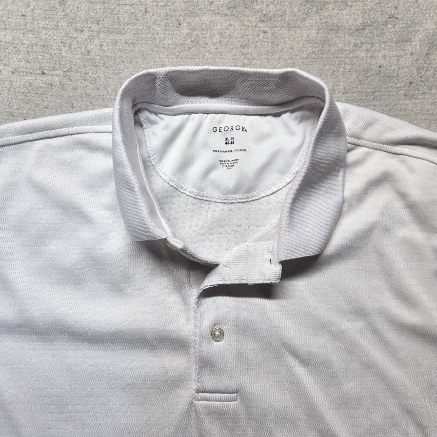 George George Polo Shirt Short Sleeve Adult XL White Cotton Blend Knit Shirt Mens Polo Slit 80s? Size US XL / EU 56 / 4 - 2 Thumbnail