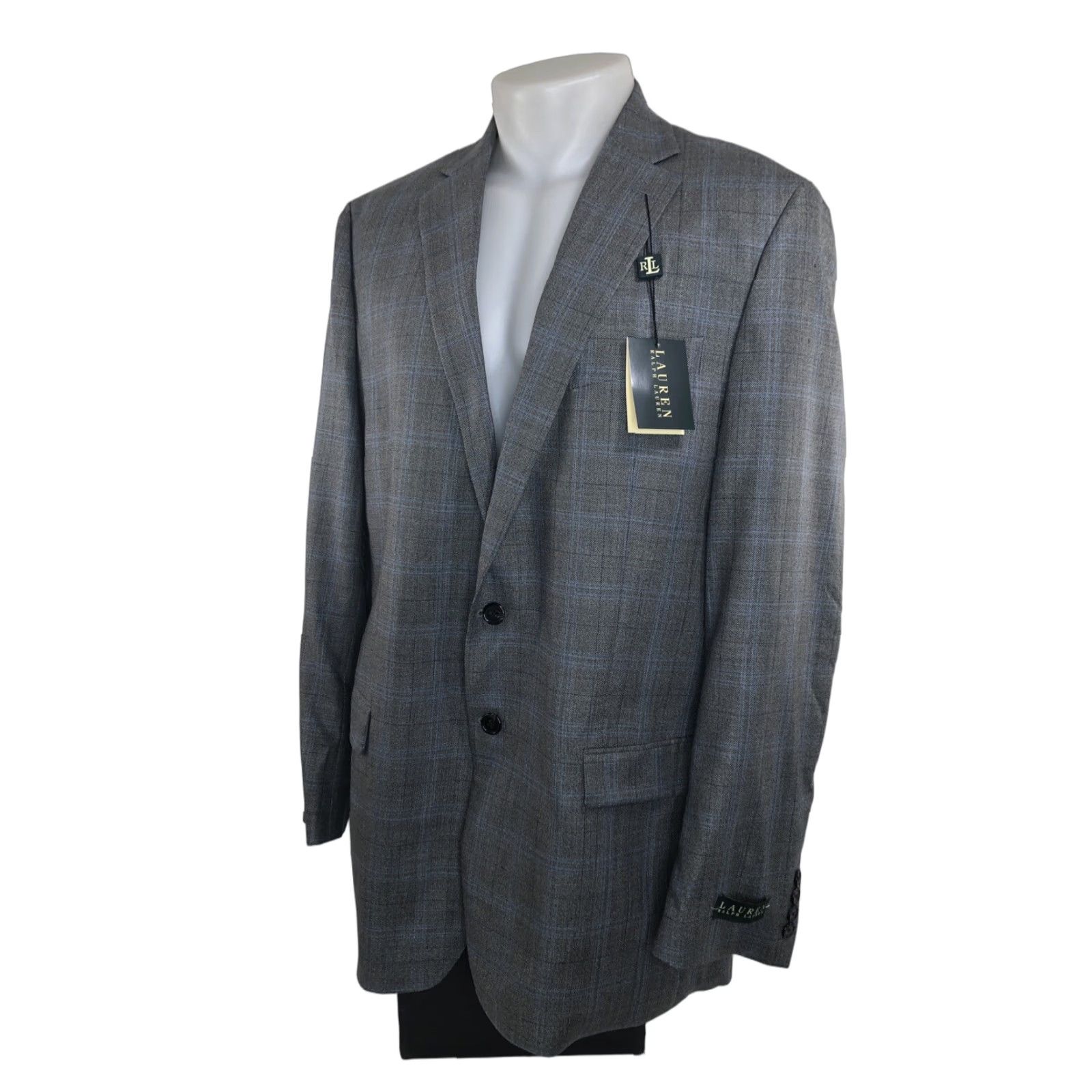 Ralph Lauren LAUREN / RALPH LAUREN - NEW w TAGS - SILK / WOOL Windowpane 44L Blazer Men 44 Long Gray Silk Wool Blazer Mens Size 44R - 1 Thumbnail